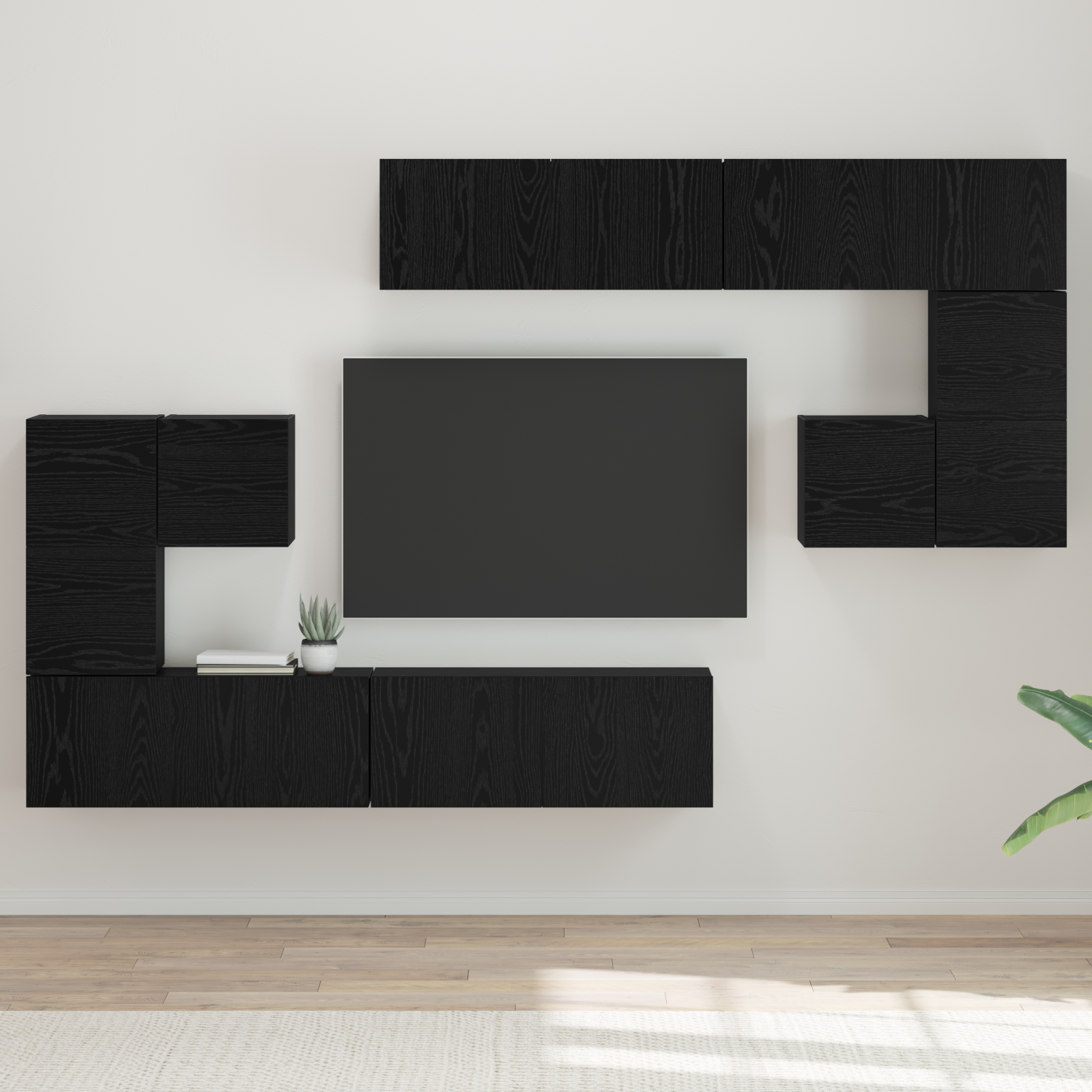 TV vienetai 4 pcs Juodas ąžuolas Apdirbta mediena