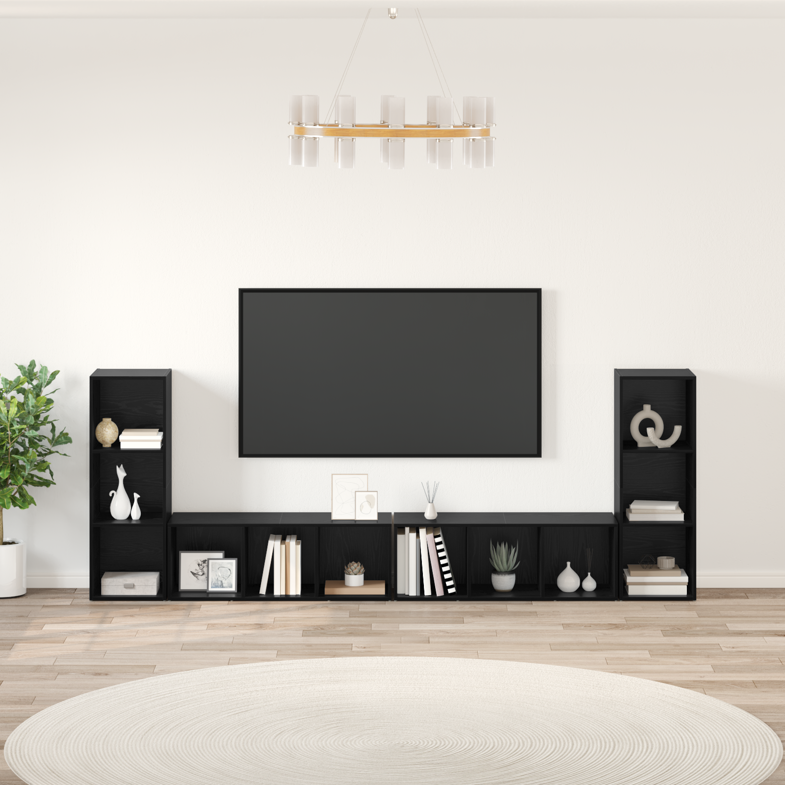TV spintelių komplektas 4 pcs Juodas ąžuolas 37 x 35 x 107,5 cm