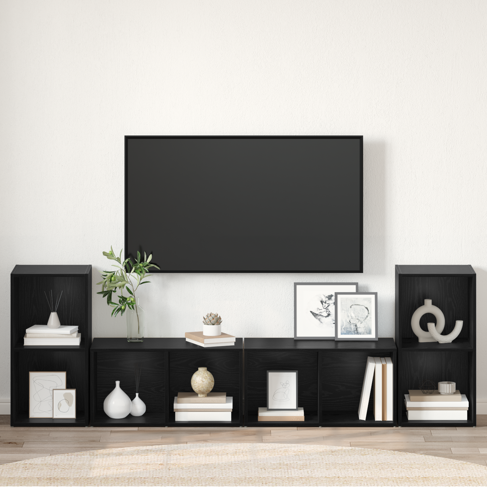 TV spintelių komplektas 4 pcs Juodas ąžuolas 72 x 35 x 36.5 cm