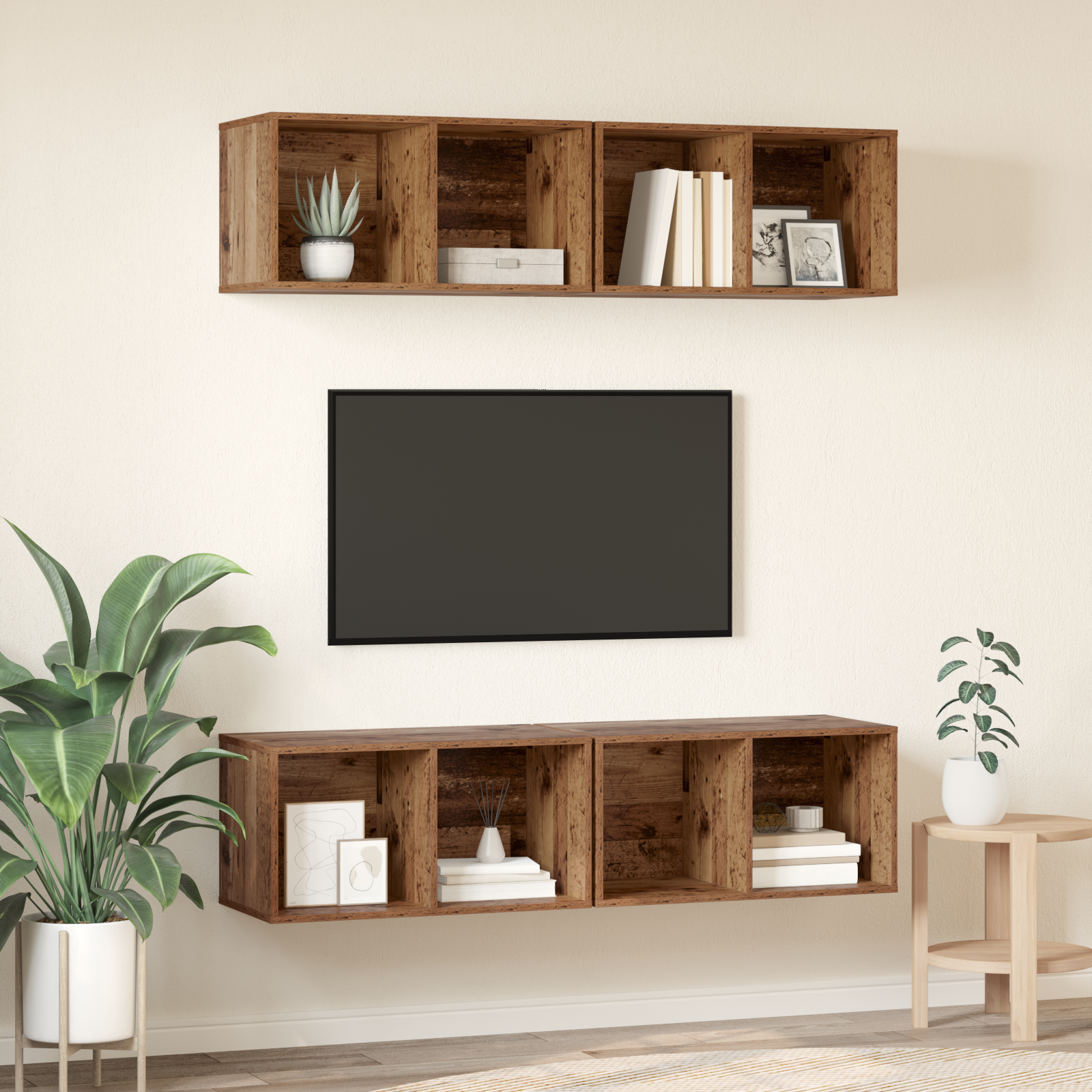 TV spintelių komplektas 4 pcs Senovinis medis 37 x 37 x 72 cm