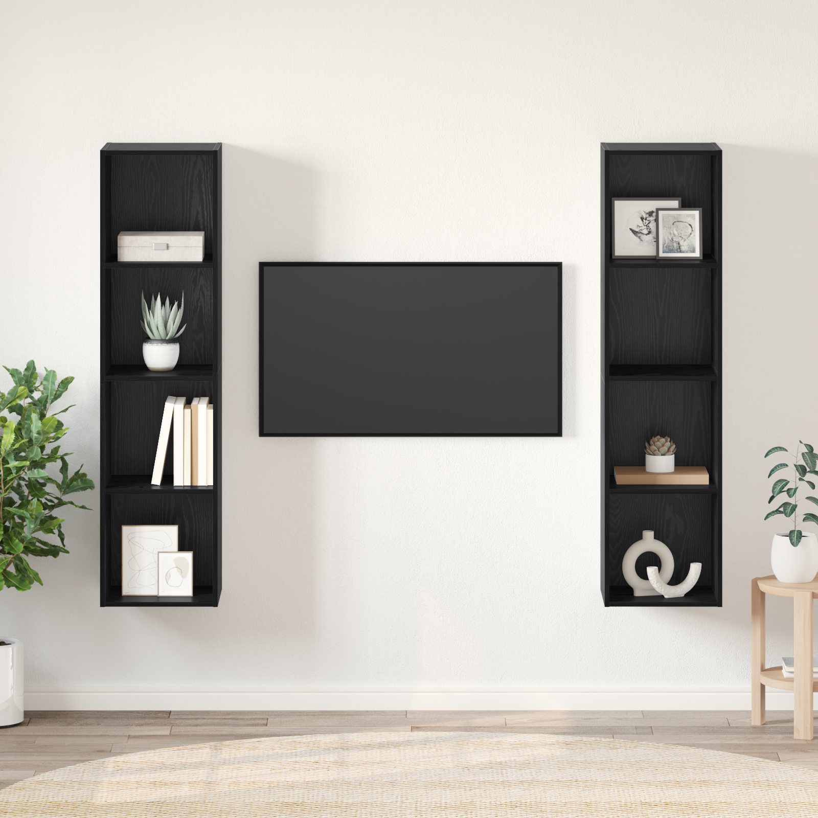 TV spintelių komplektas 2 pcs Juoda 37 x 37 x 142.5 cm