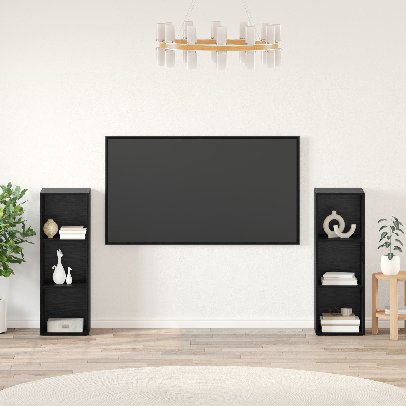 TV skapīšu komplekts 2 gab. Melns ozols 107 x 35 x 37 cm