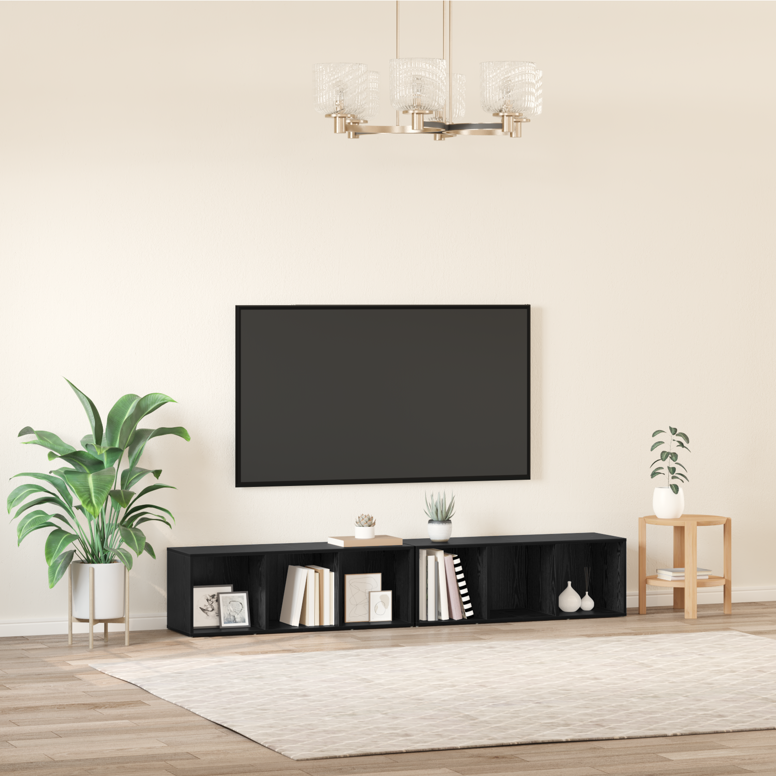 TV spintelių komplektas 2 pcs Juodas ąžuolas 37 x 35 x 107cm