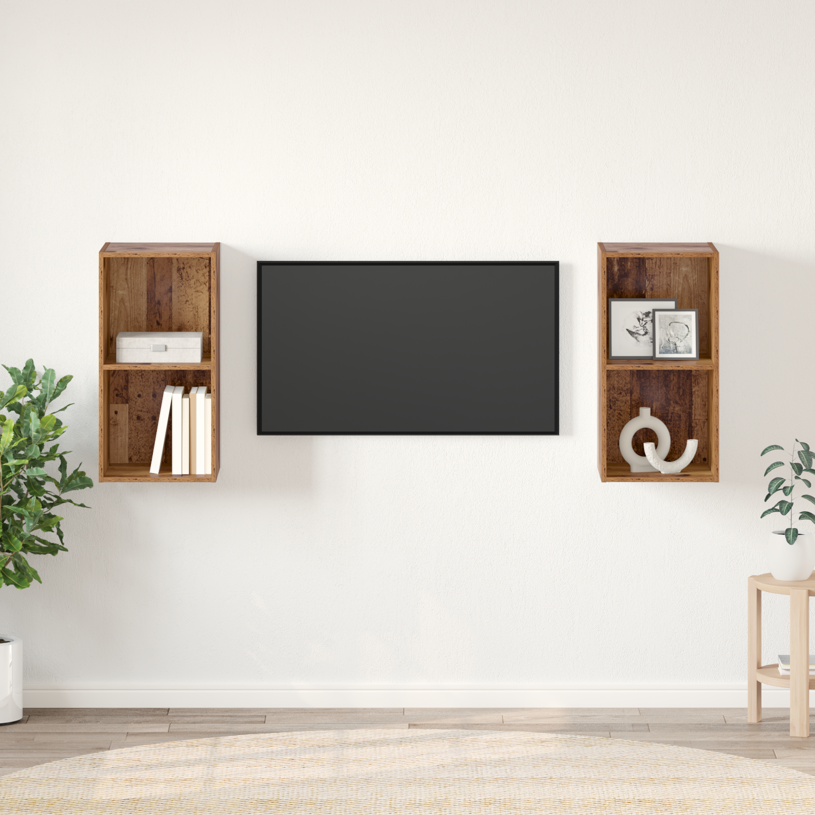 Sieninis televizoriaus stovas 2 pcs Senas medis 37 x 37 x 72 cm