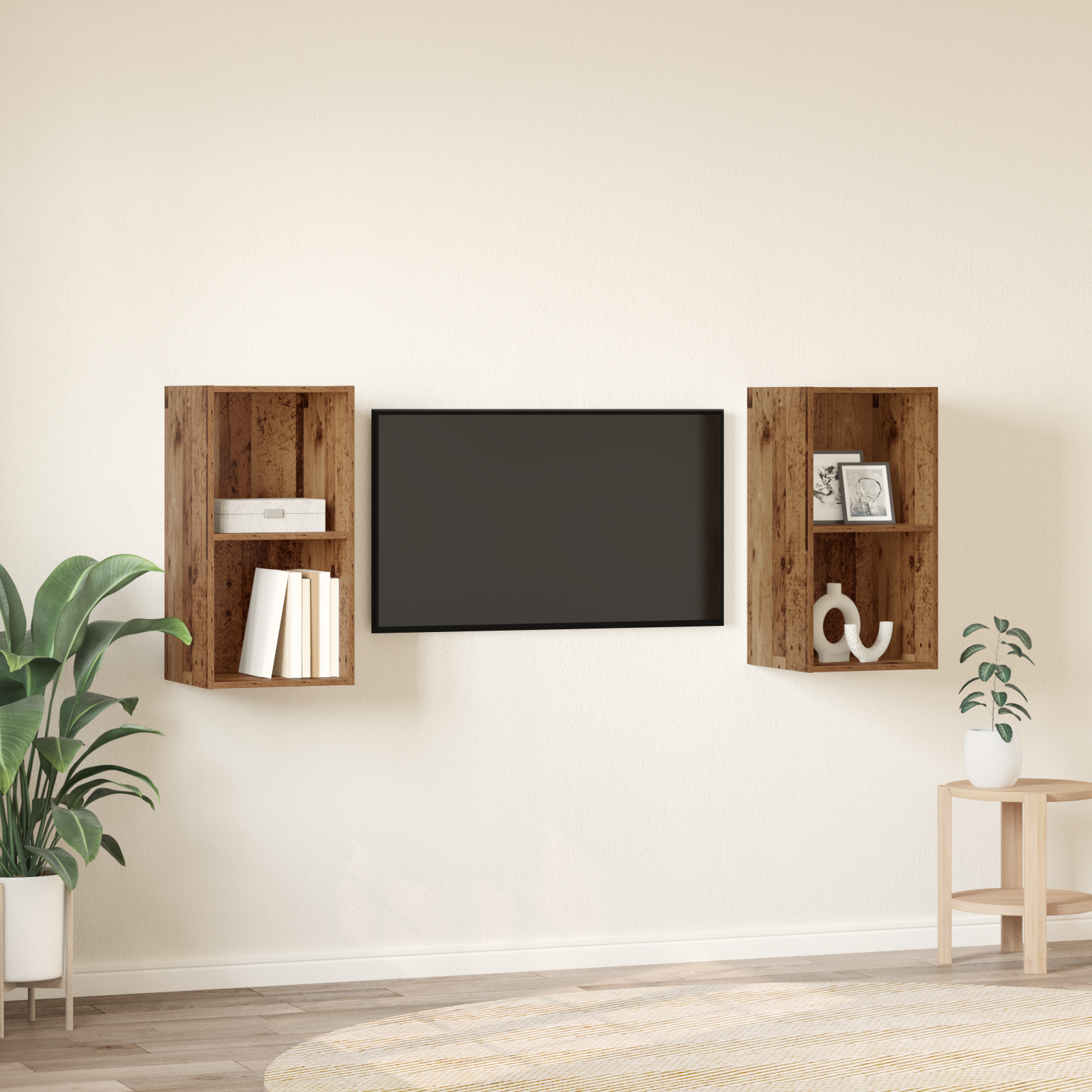 Sieninis televizoriaus stovas 2 pcs Senas medis 37 x 37 x 72 cm
