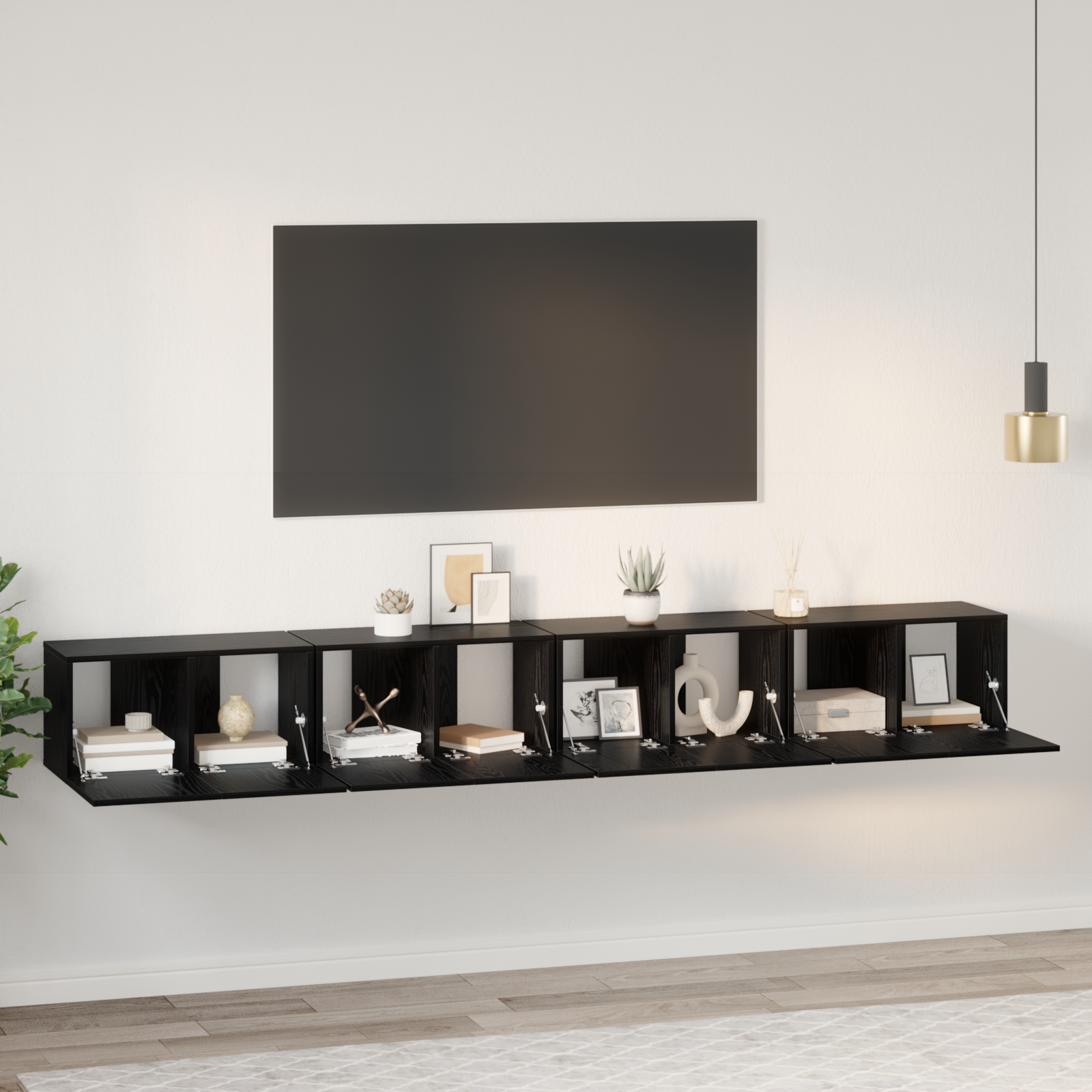 TV spintelių komplektas 4 pcs Juodas ąžuolas 60 x 30 x 30 cm