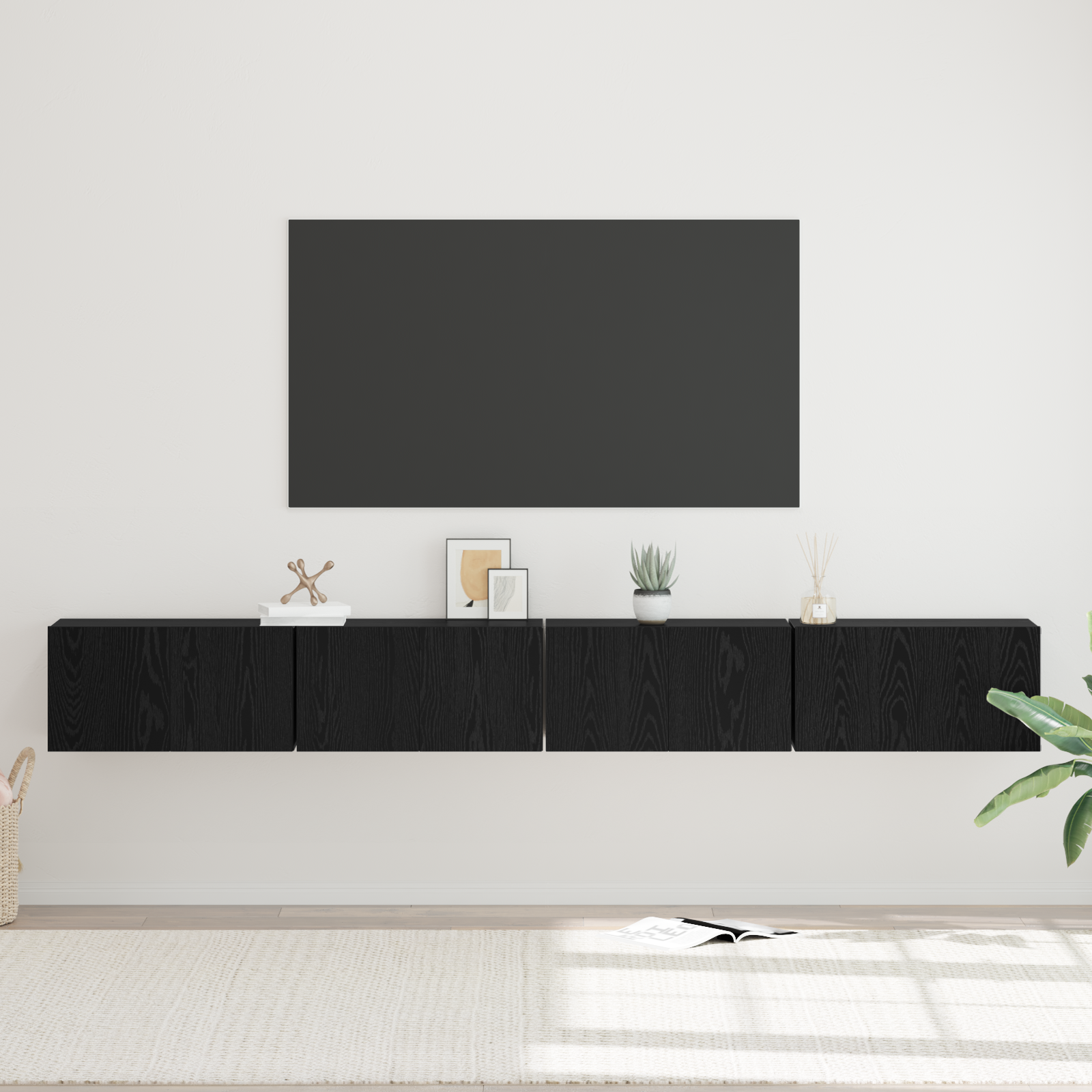 TV spintelių komplektas 4 pcs Juodas ąžuolas 60 x 30 x 30 cm