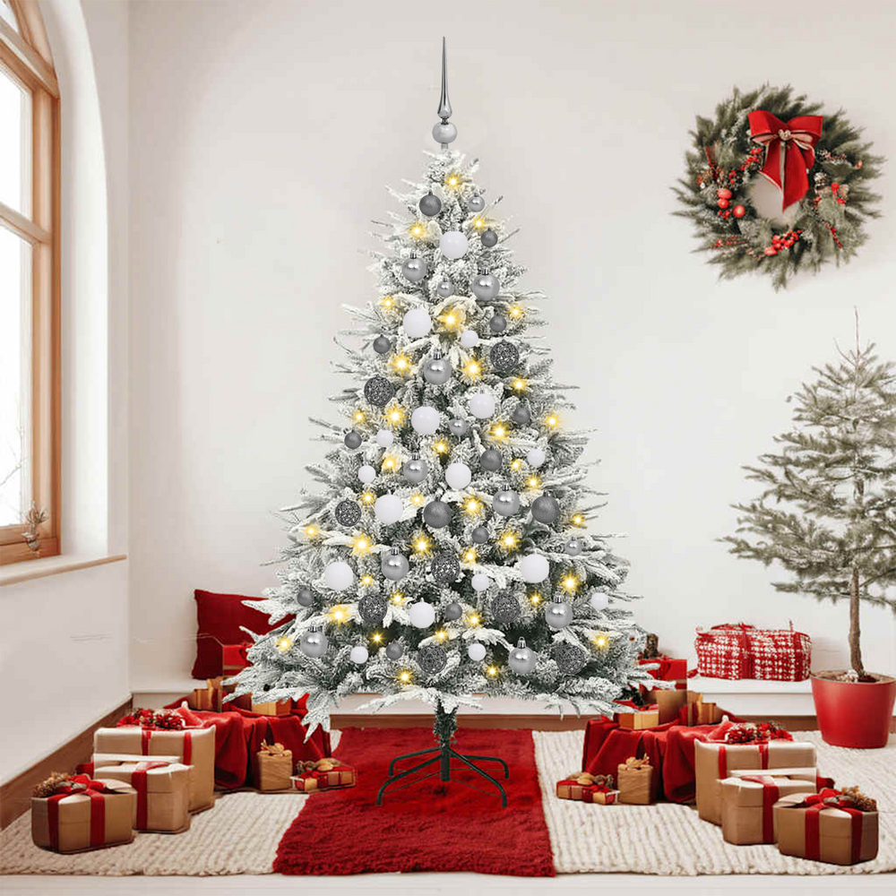 Artificial Pre-Lit Christmas Tree with Ball Set