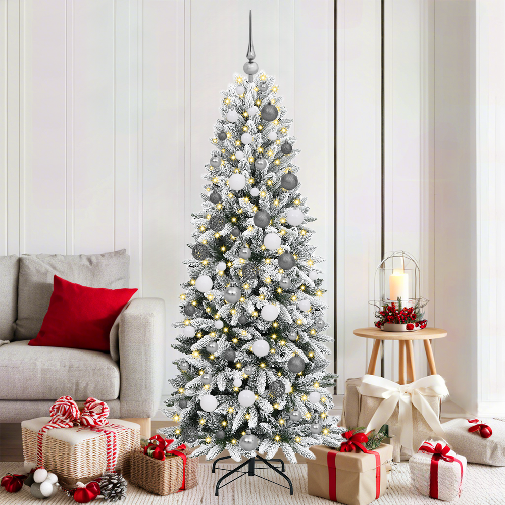 Artificial Christmas tree with 300 LED stand White 180 cm