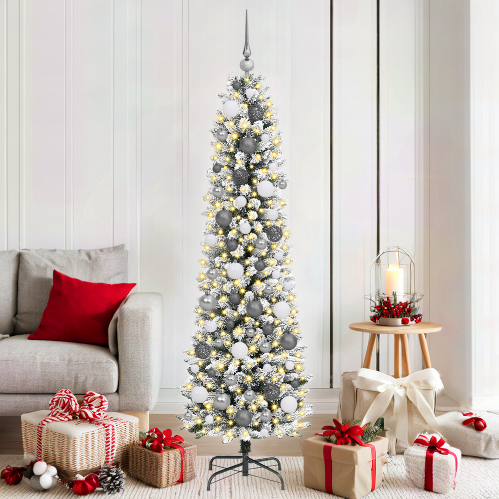 Artificial Christmas Tree White 180 cm PVC and Metal and Plastic