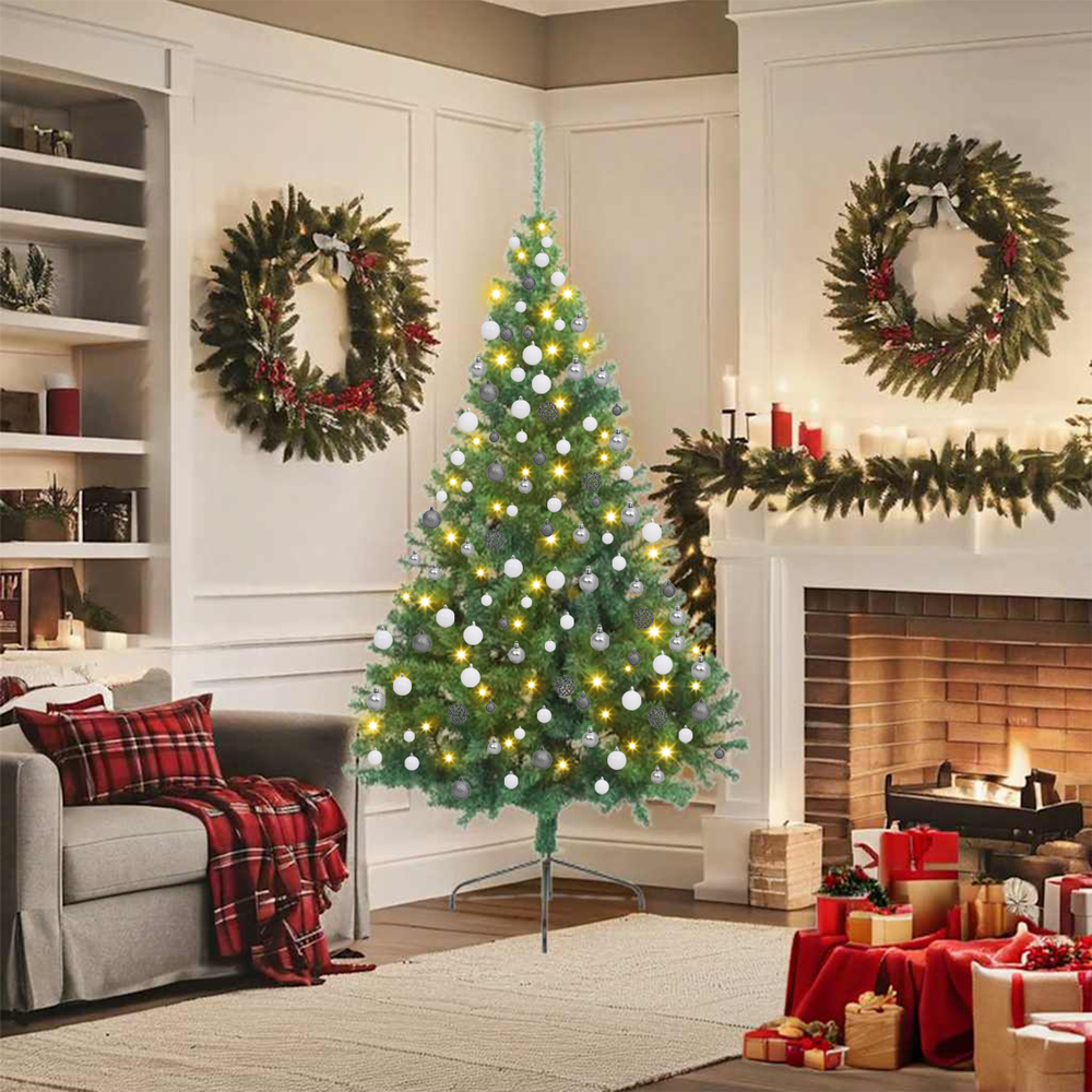 Artificial pre-lit Christmas tree Green 180 cm PVC
