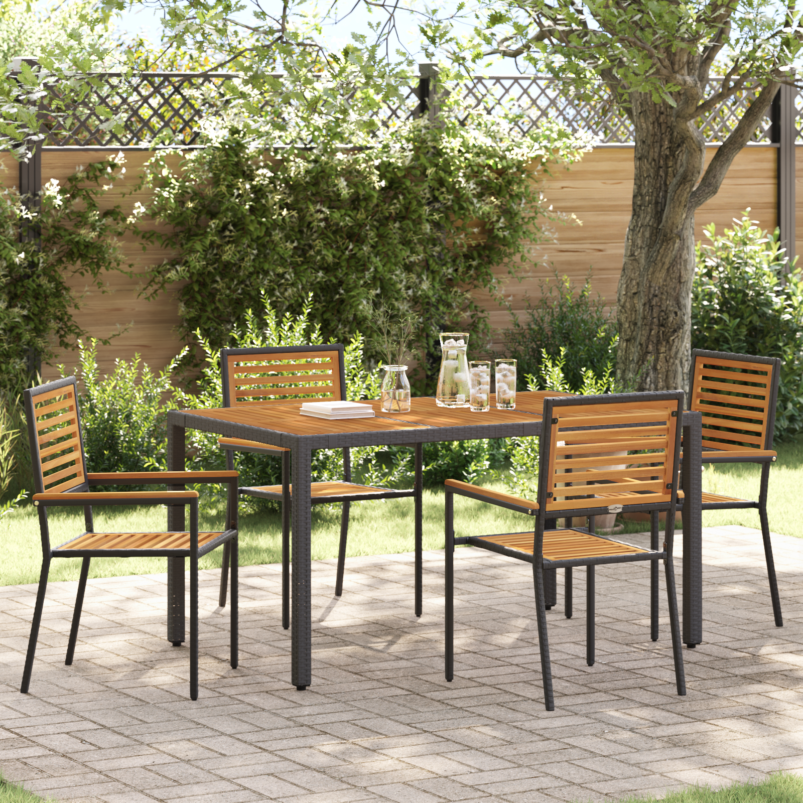Outdoor armchairs 4 pcs Cream, Brown