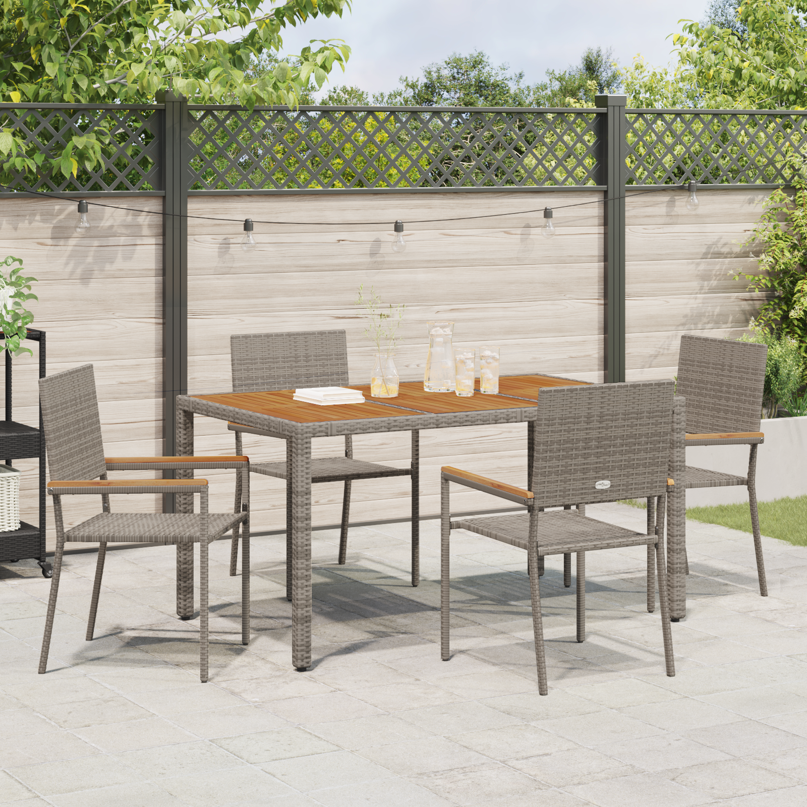 Outdoor Chairs 4 pcs Grey, Brown