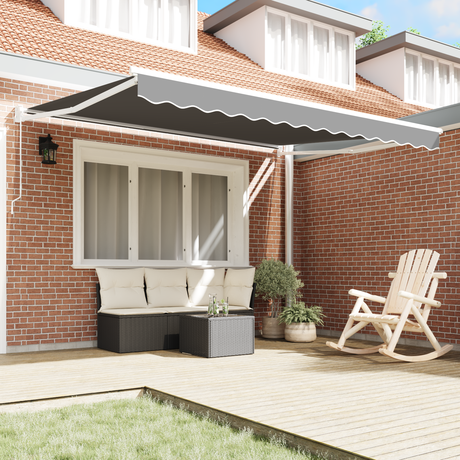 Retractable Awning White 350 x 250 cm Aluminum
