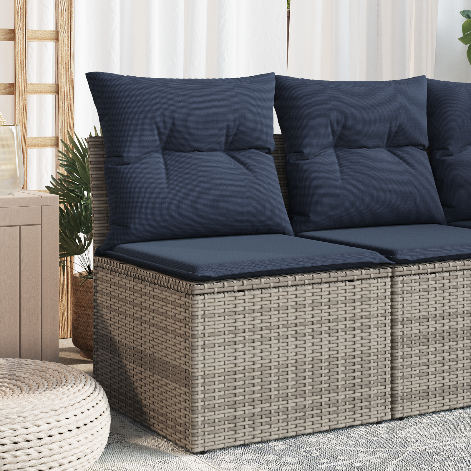 Sodo sofa su pagalve Pilka 55 x 62 x 69 cm poliratanas