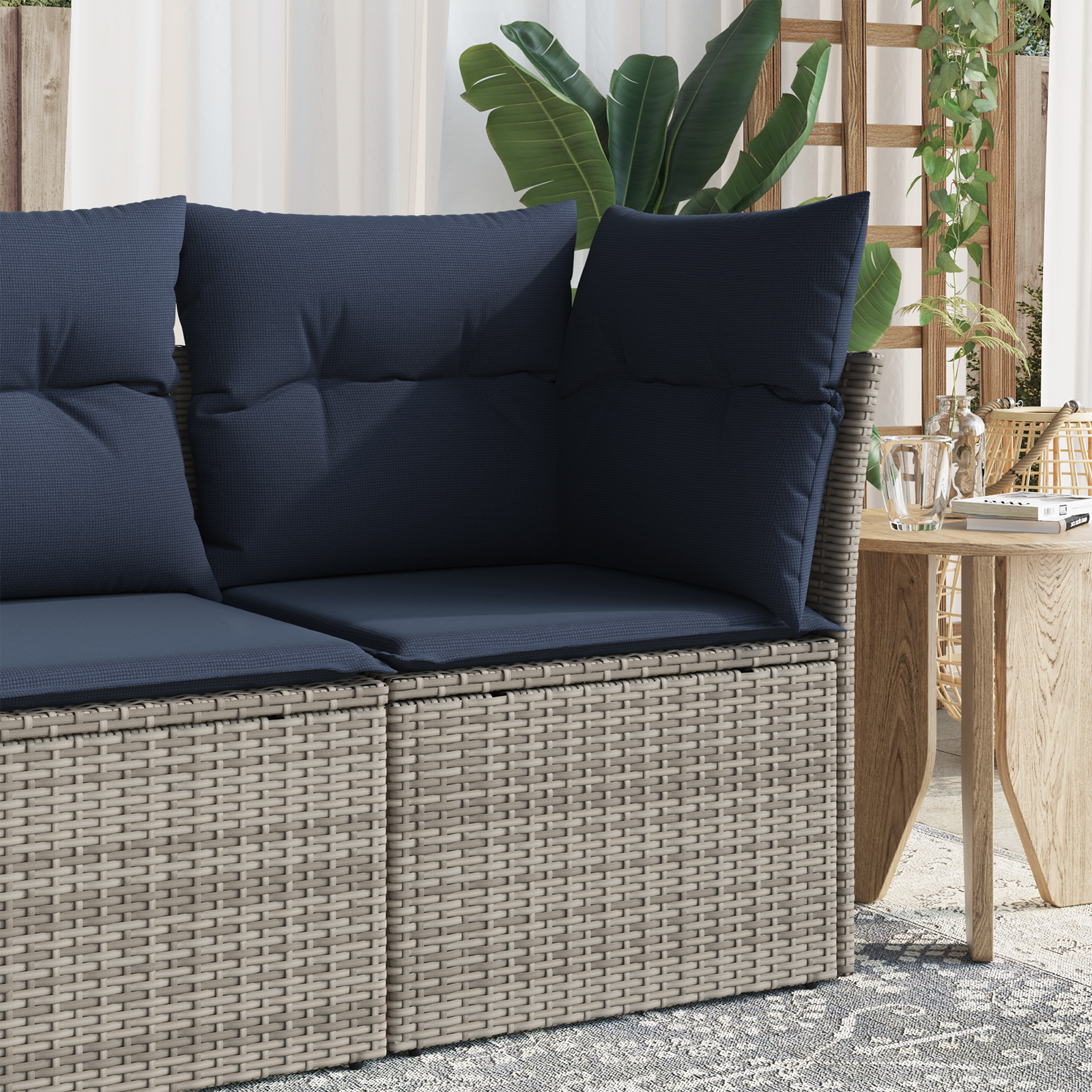 Sodo sofa su pagalve Pilka 62 x 62 x 69 cm poliratanas