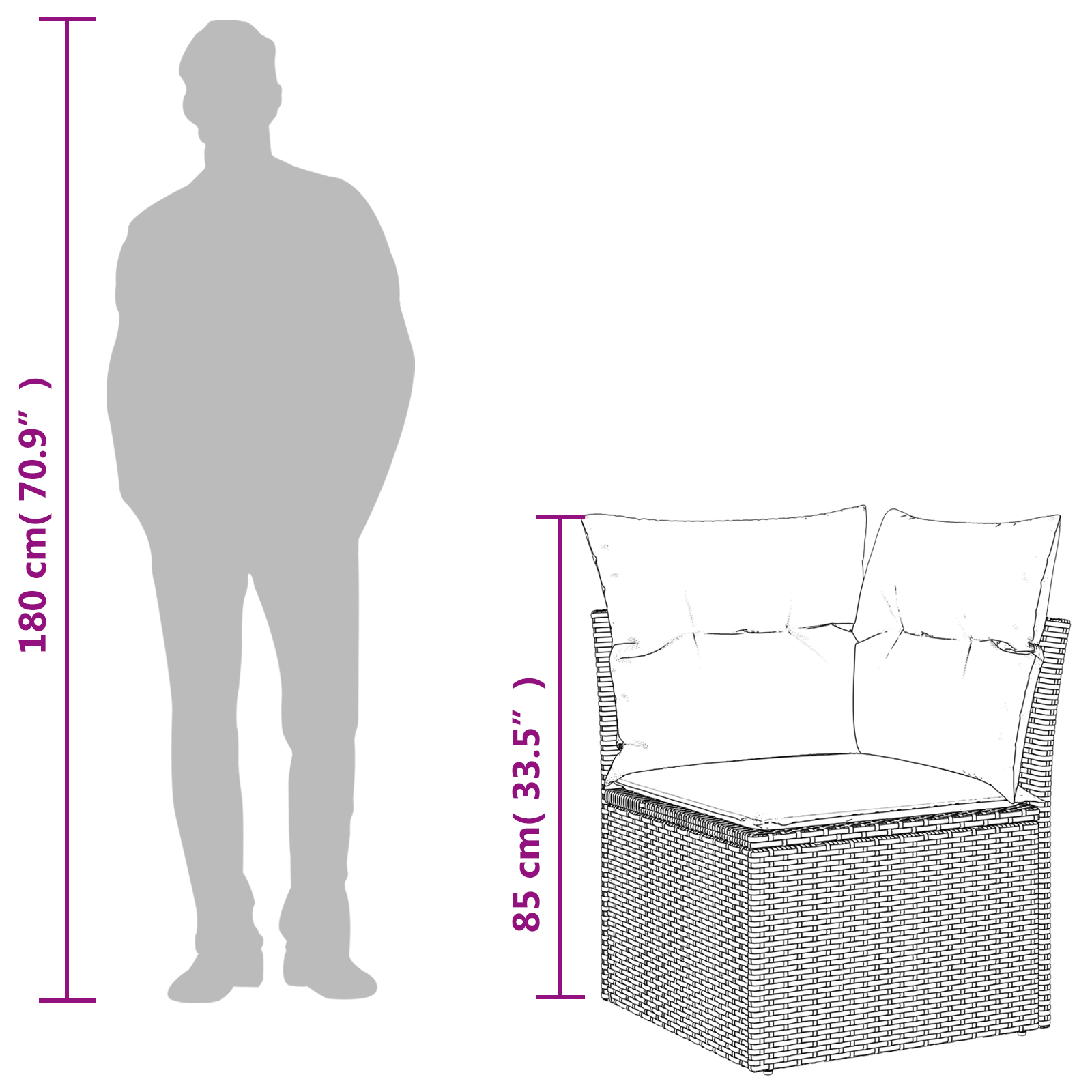 Sodo sofa su pagalve Pilka 62 x 62 x 69 cm poliratanas