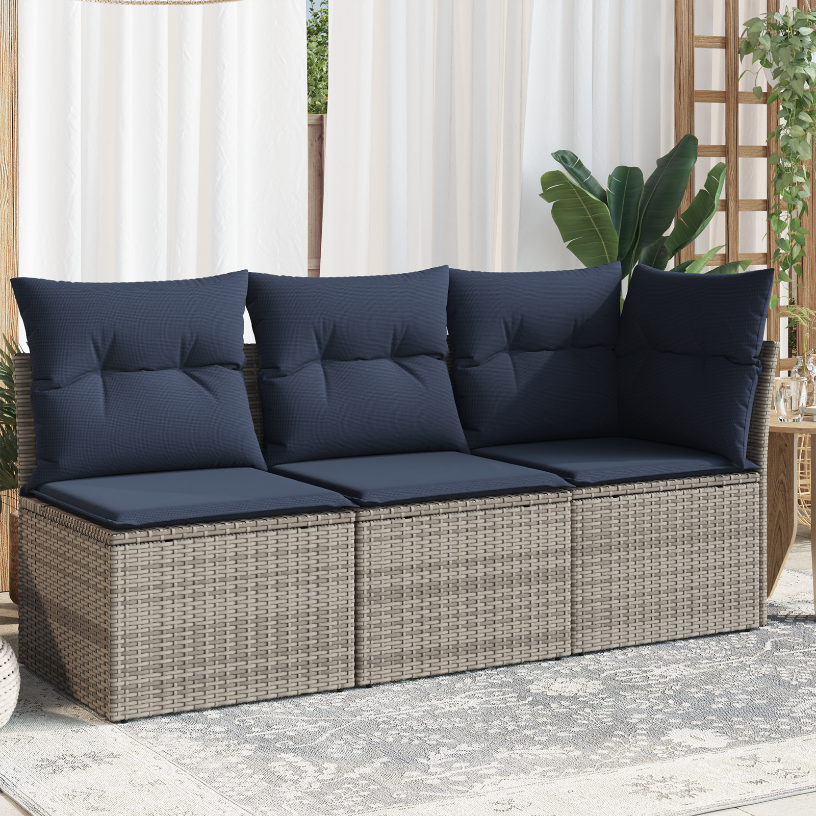 Sodo sofa su pagalve Pilka 172 x 62 x 69 cm Poli ratanas