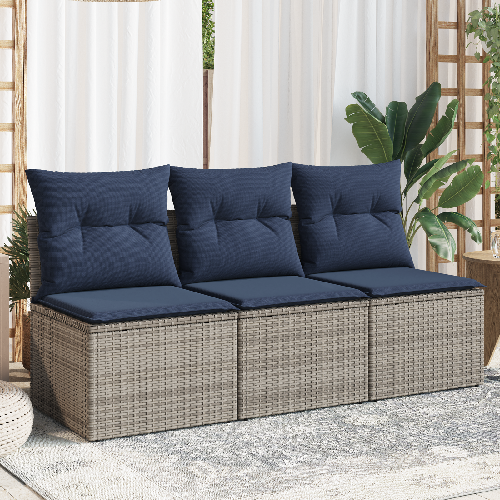 Sodo sofa su pagalve Pilka 165 x 62 x 69 cm Poli ratanas