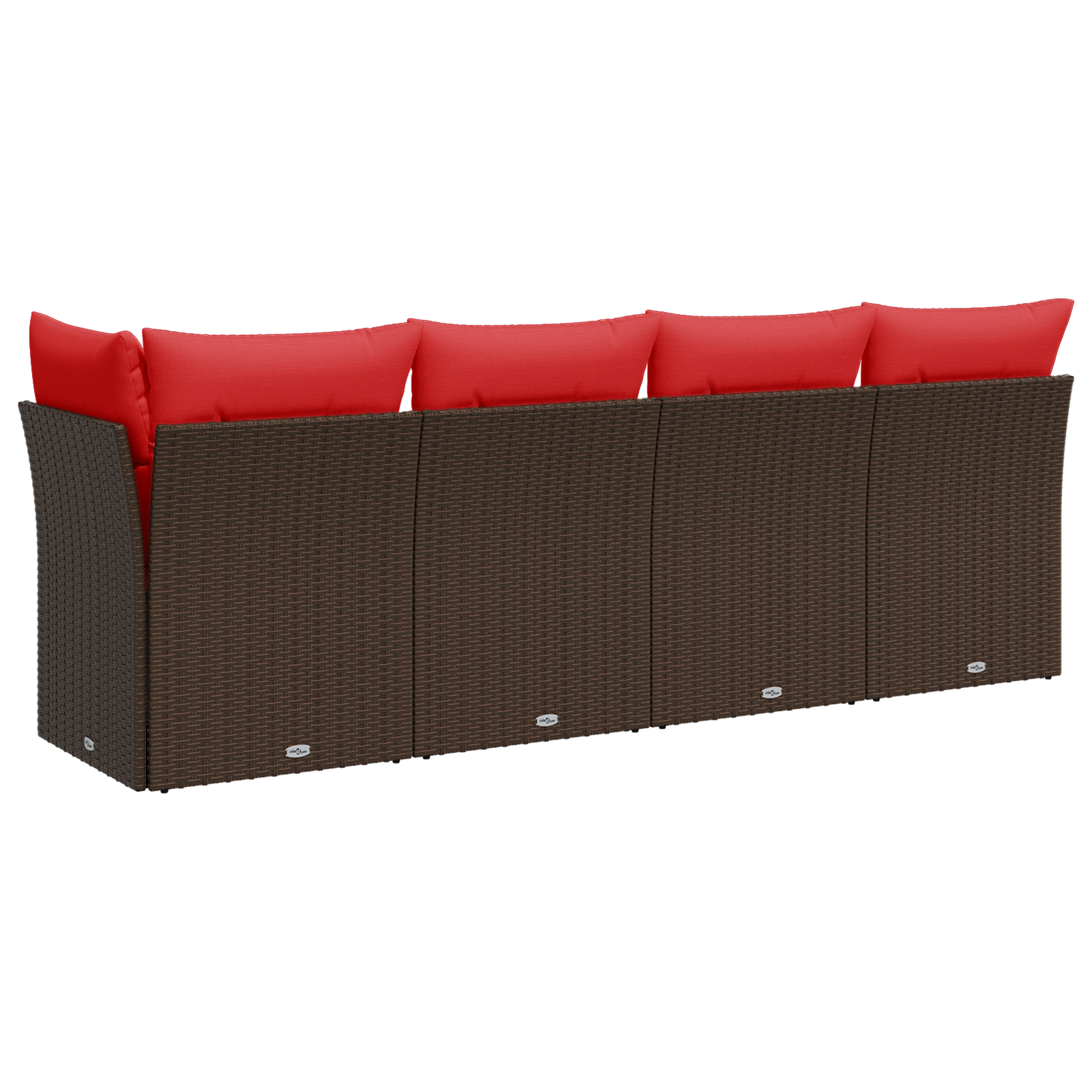 Sodo sofa su pagalvėlėmis, 4 sėdimos vietos, ruda, polirotangas