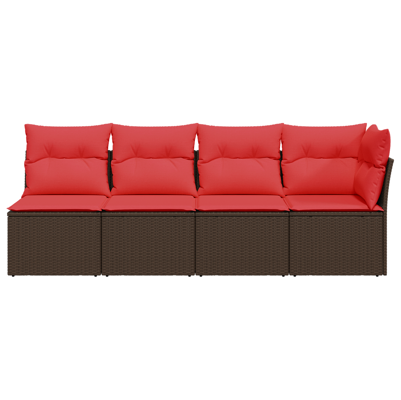 Sodo sofa su pagalvėlėmis, 4 sėdimos vietos, ruda, polirotangas