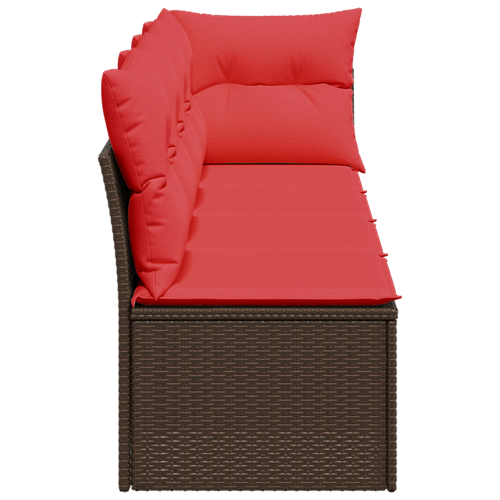 Sodo sofa su pagalvėlėmis, 4 sėdimos vietos, ruda, polirotangas