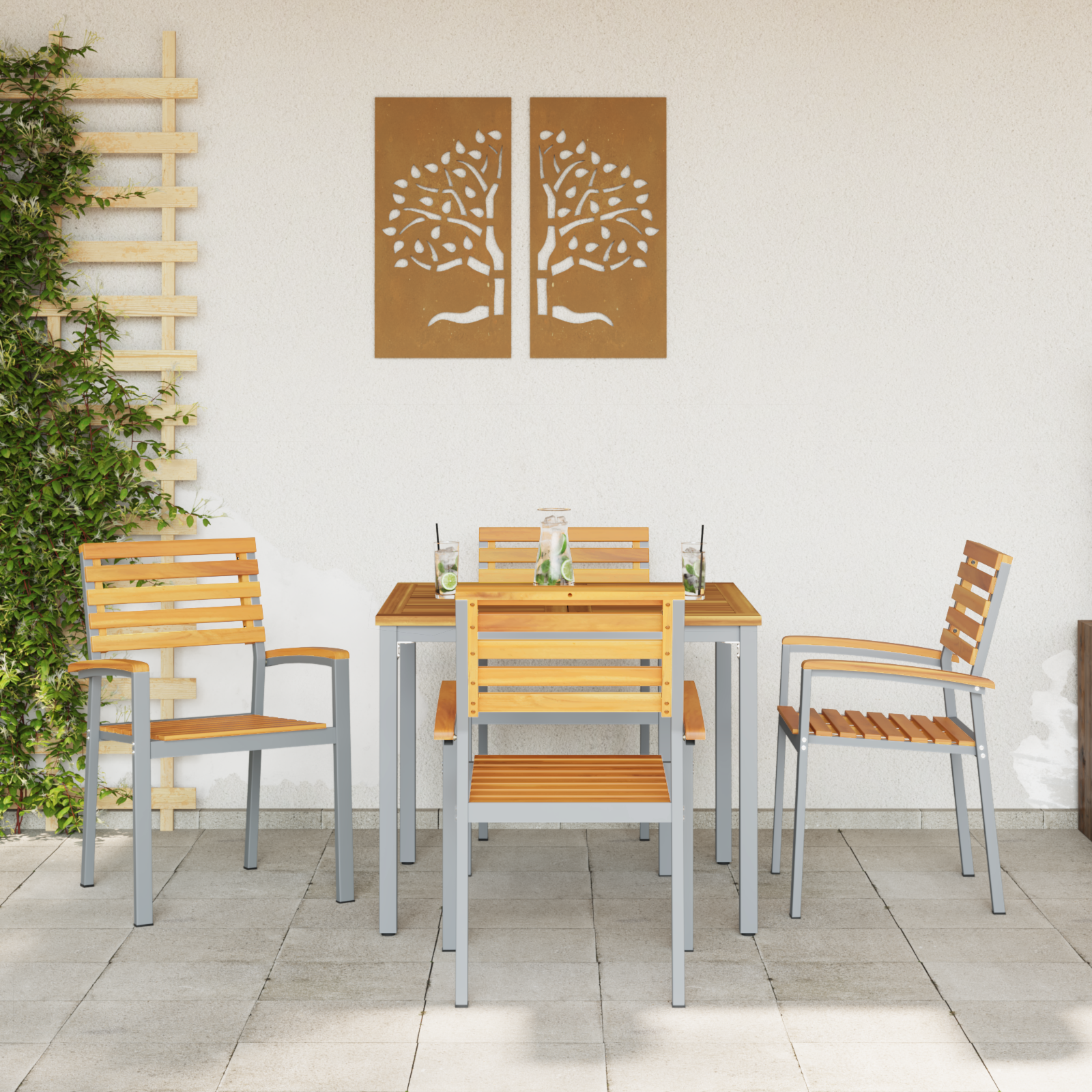 Sodo Kėdė 4 pcs Ruda 56 x 57 x 87cm Akacijos medienos masyvas