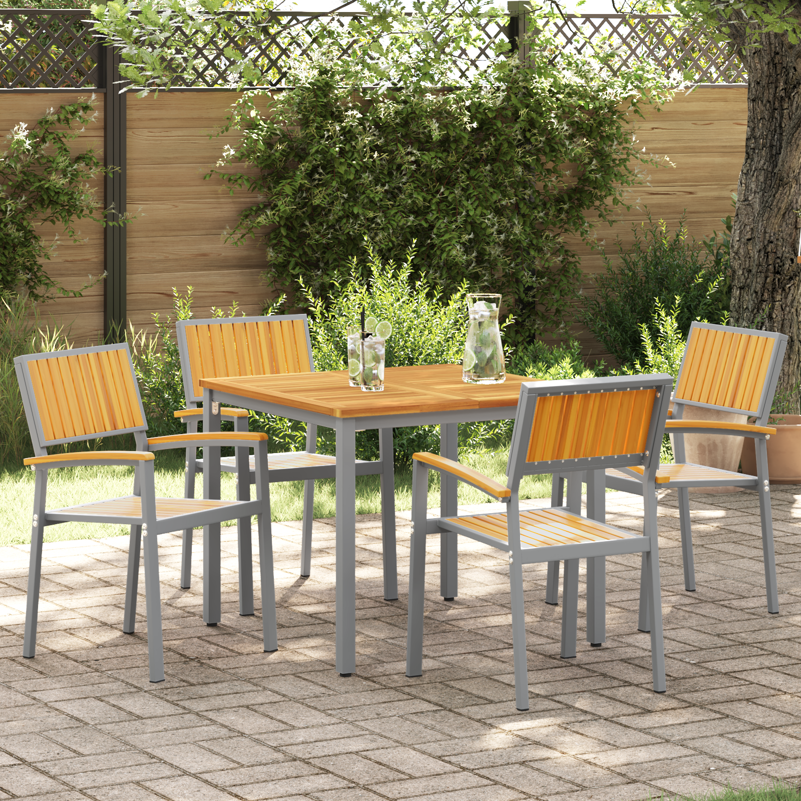 Sodo Kėdė 4 pcs Ruda 56 x 57 x 87cm Akacijos medienos masyvas