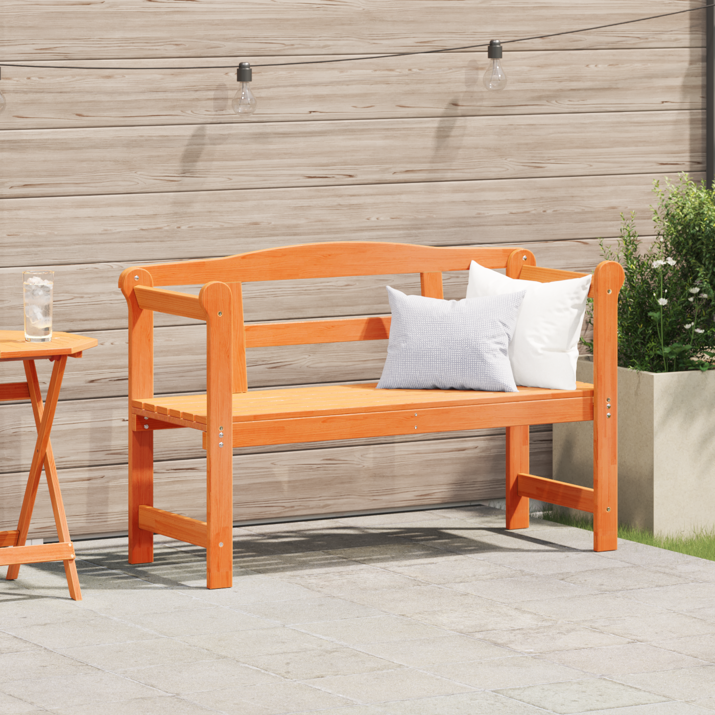 Outdoor bench Brown 119 x 76 x 44cm Solid pine