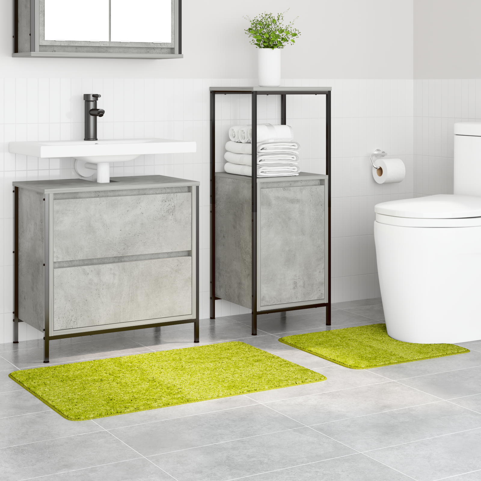 Antisklidus vonios kilimėlių rinkinys 2 pcs Žalia PP