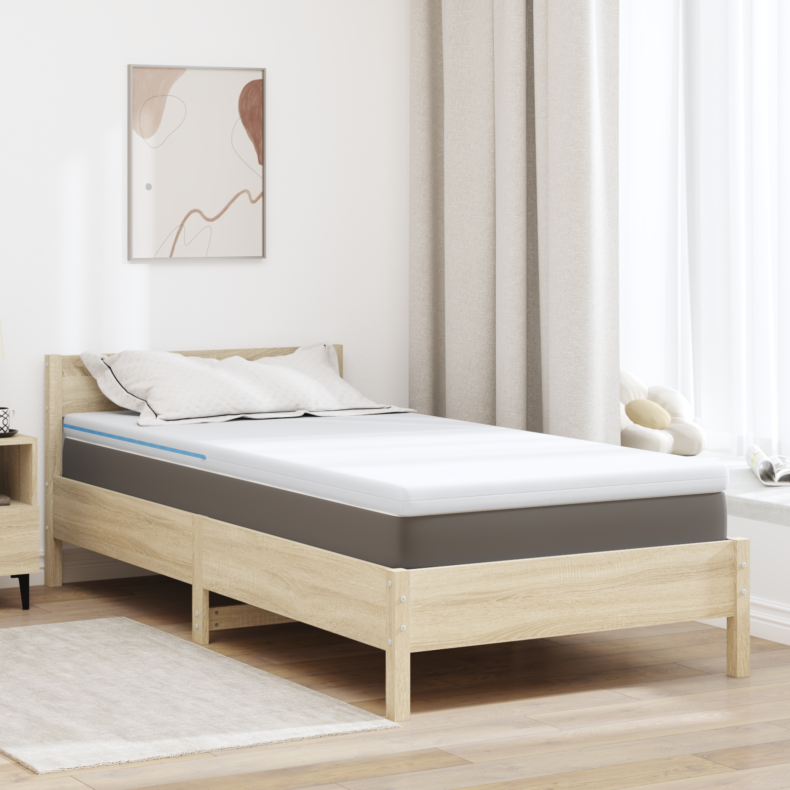 Mattress protector White 90 x 200 cm Gel memory foam