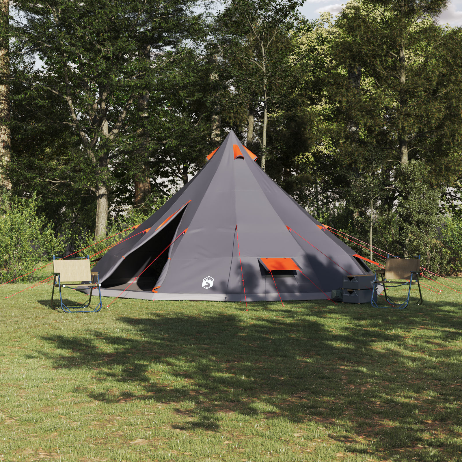 Šeimos Tipi Šlikas su stogu Pilka, Oranžinė 560 x 560 x 300 cm