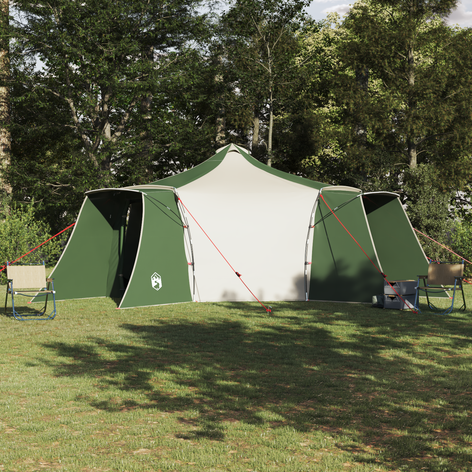 Tipi palapinė Žalia ir smėlio spalvos 492 x 492 x 275 cm