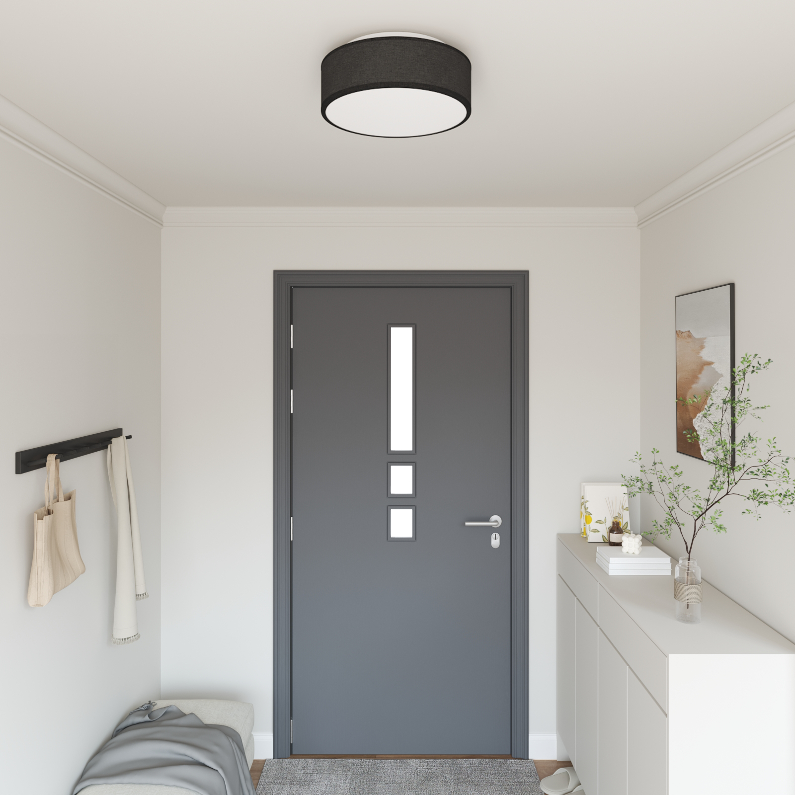 Ceiling lamps, recessed black Ø 38 cm textile E27