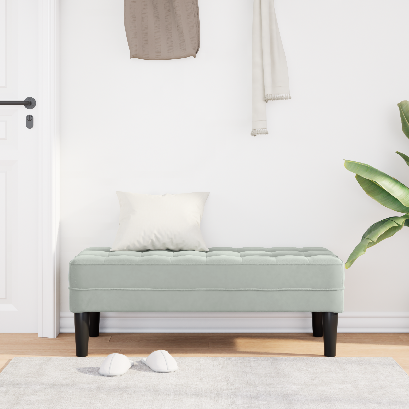 suoliukas su pagalve Šviesiai pilka 113 x 57 x 39 cm Aksomas