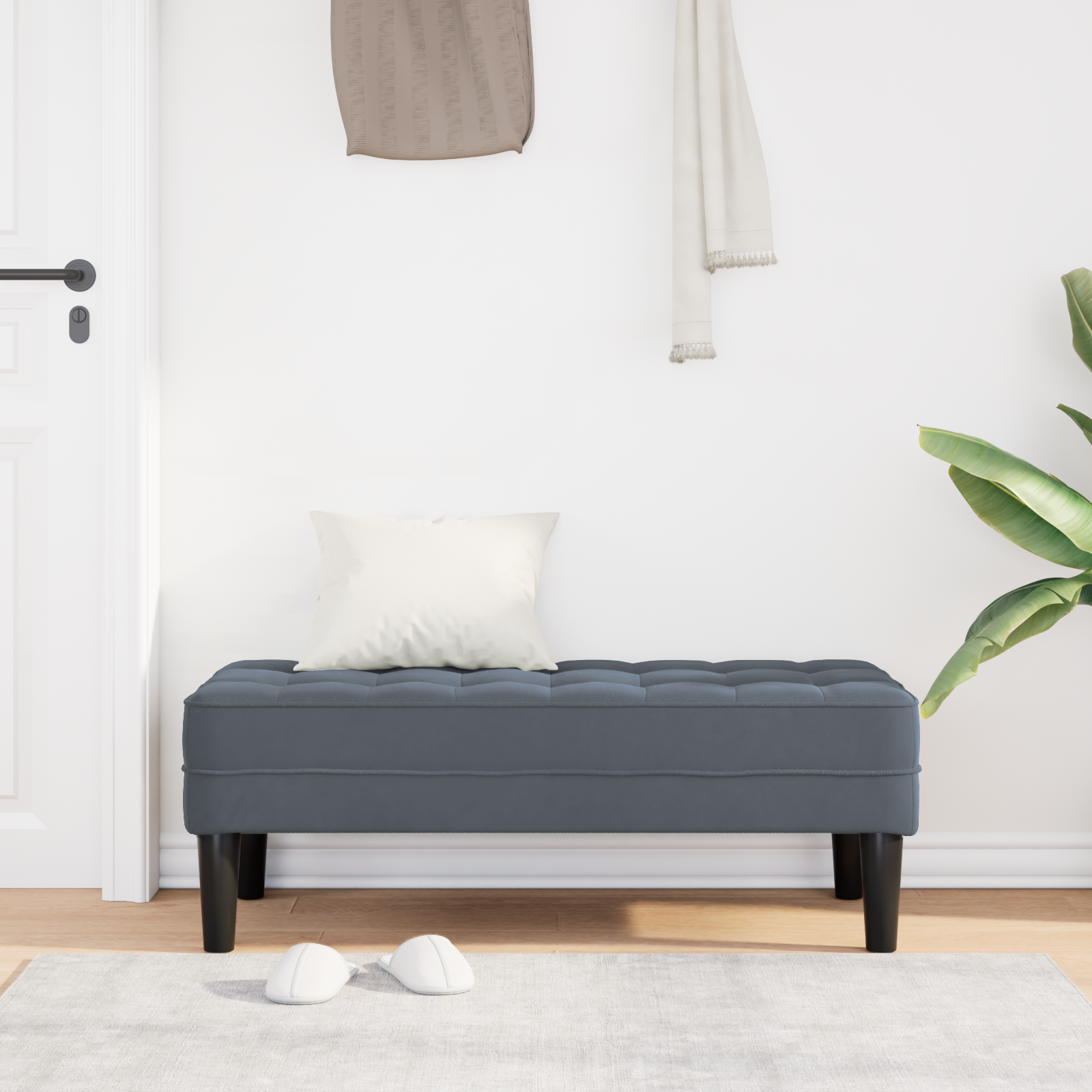 suoliukas su pagalve Tamsiai pilka 113 x 57 x 39 cm Aksomas