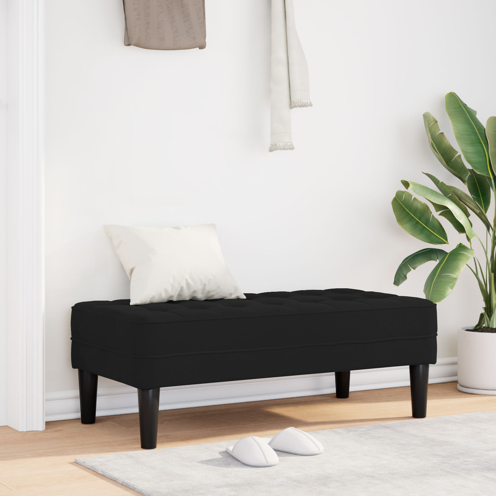 suoliukas su pagalve Juoda 113 x 57 x 39 cm Aksomas