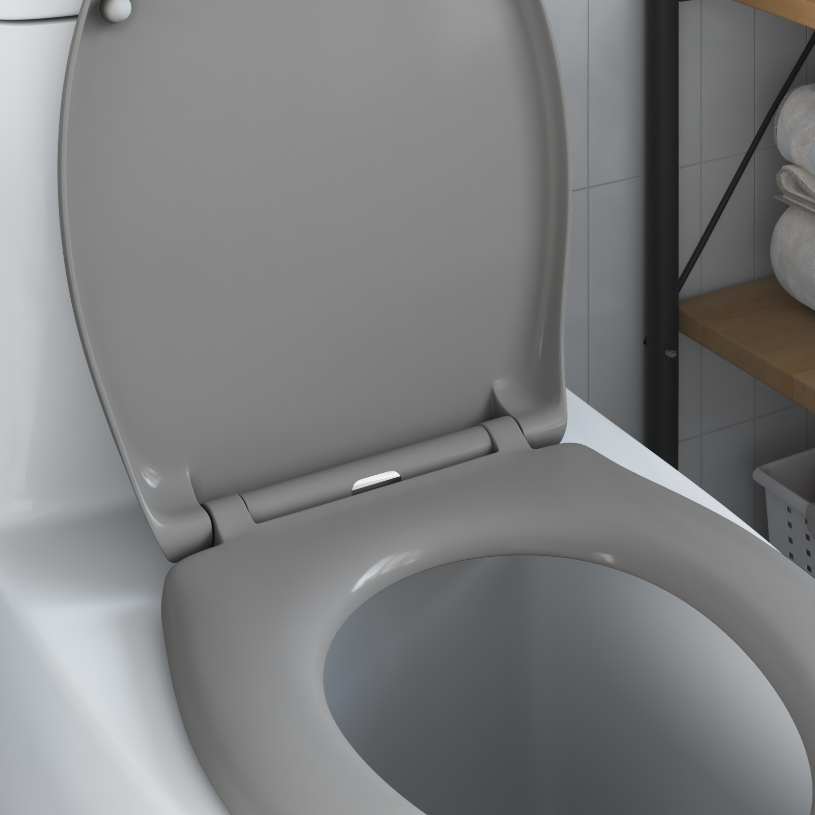 Quick-release Toilet Seat Grey 44.8 x 37.3 x 4.2 cm