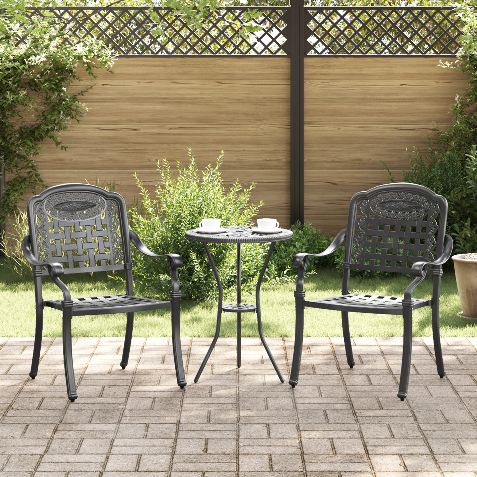 Sodo Kėdė 2 pcs Juoda 55 x 56.5 x 91cm Aliuminis