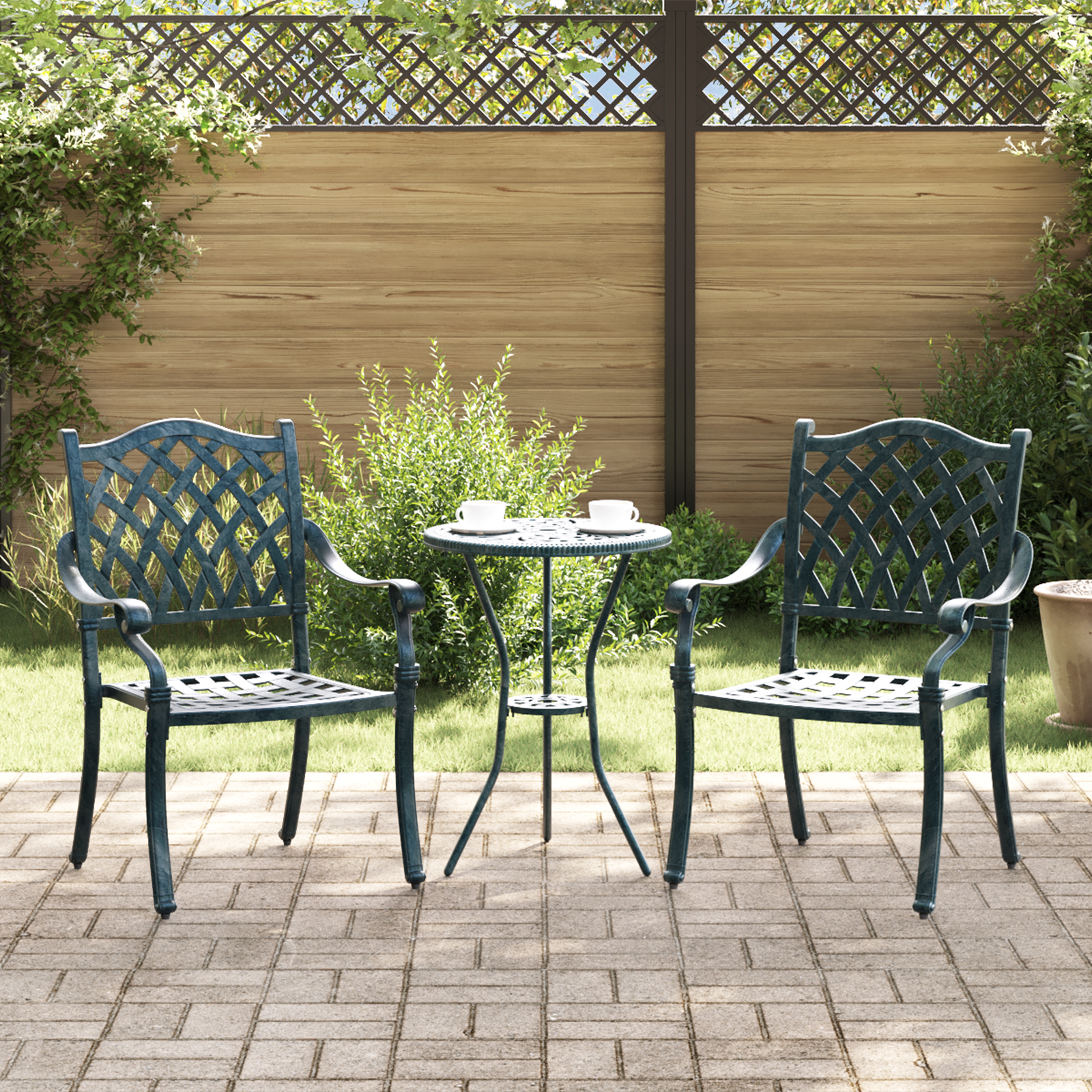 Sodo Kėdė 2 pcs Žalia 55 x 56.5 x 91cm Aliuminis