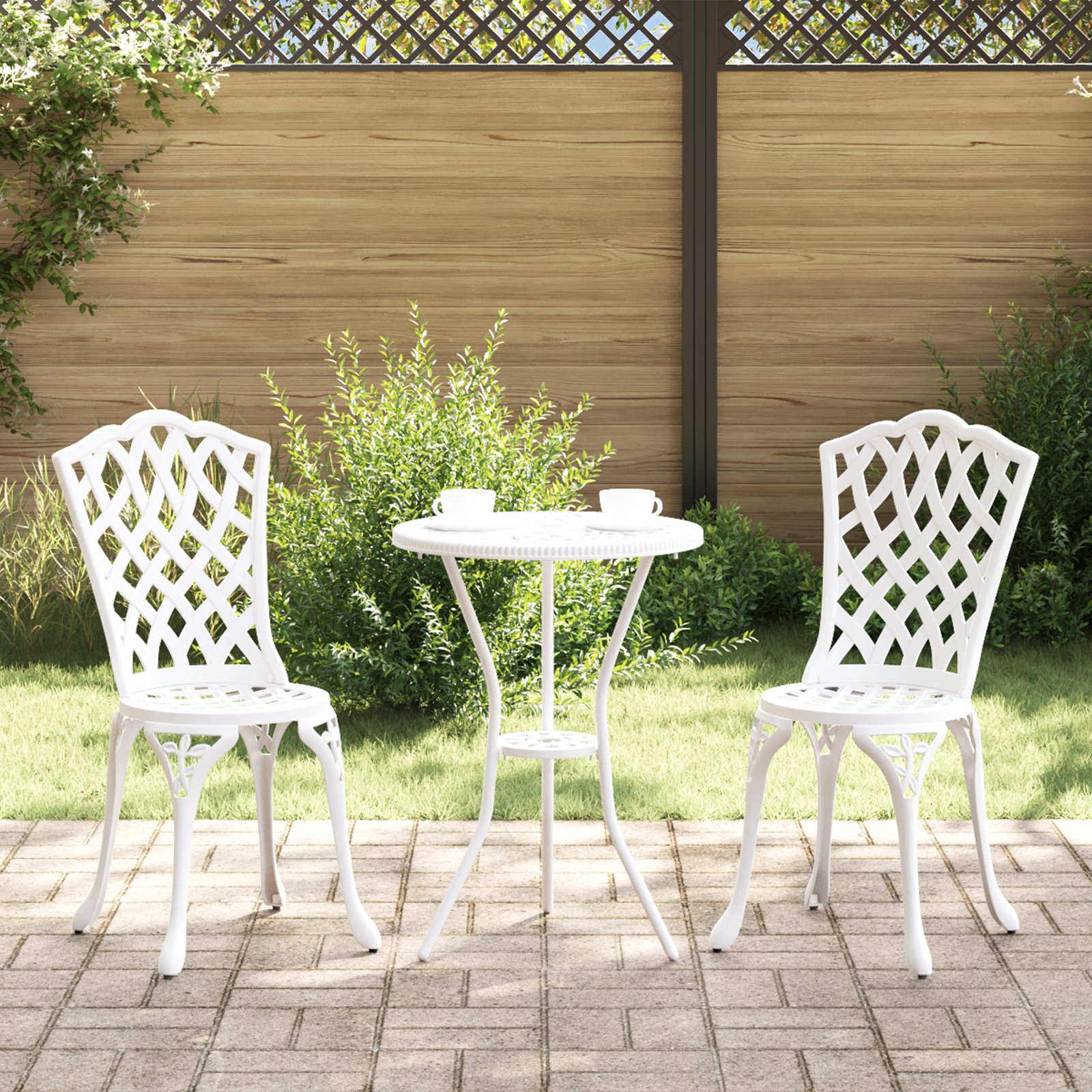 Sodo Kėdė 2 pcs Balta 55 x 56.5 x 91cm Aliuminis