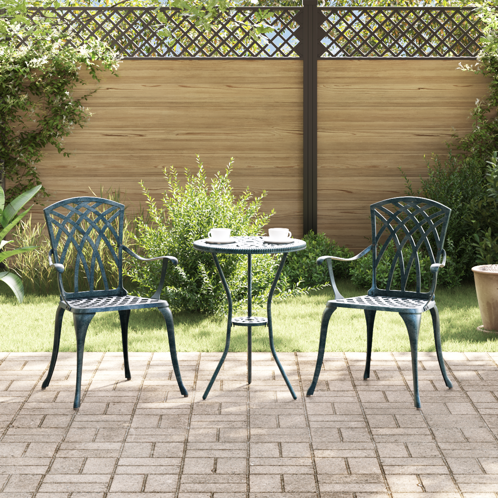 Sodo Kėdė 2 pcs Žalia 55 x 56.5 x 91cm Aliuminis