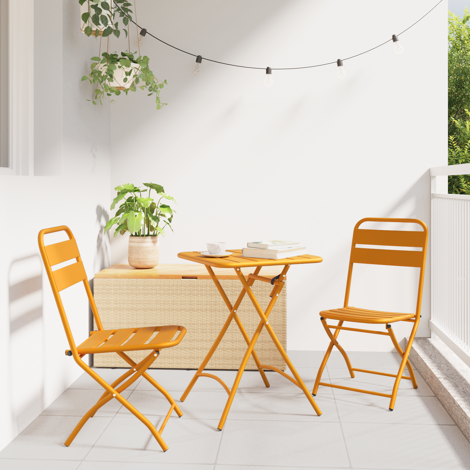 Sodo sulankstoma kėdė 2 pcs Garstyčių 55 x 56.5 x 91cm Plienas