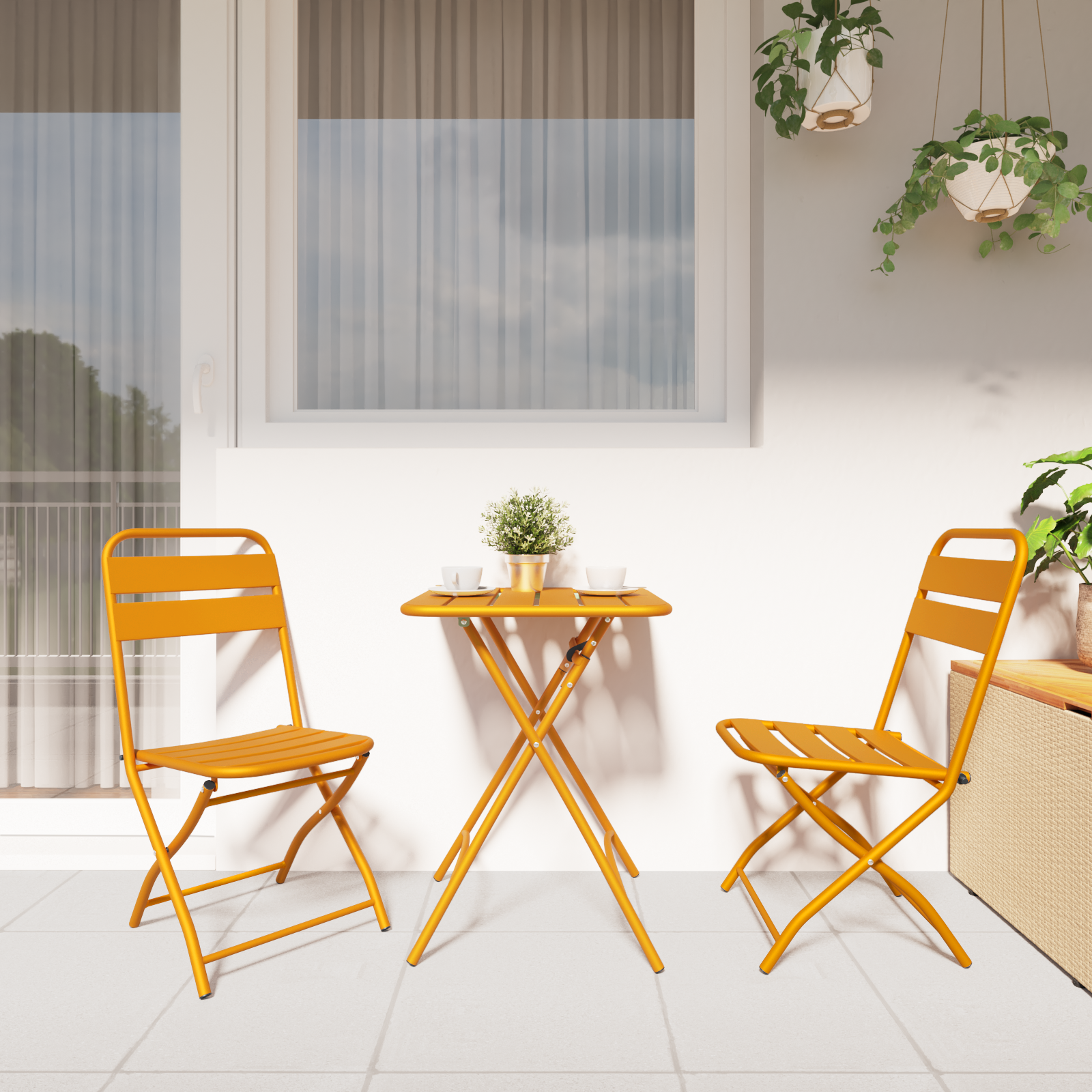Sodo sulankstoma kėdė 2 pcs Garstyčių 55 x 56.5 x 91cm Plienas
