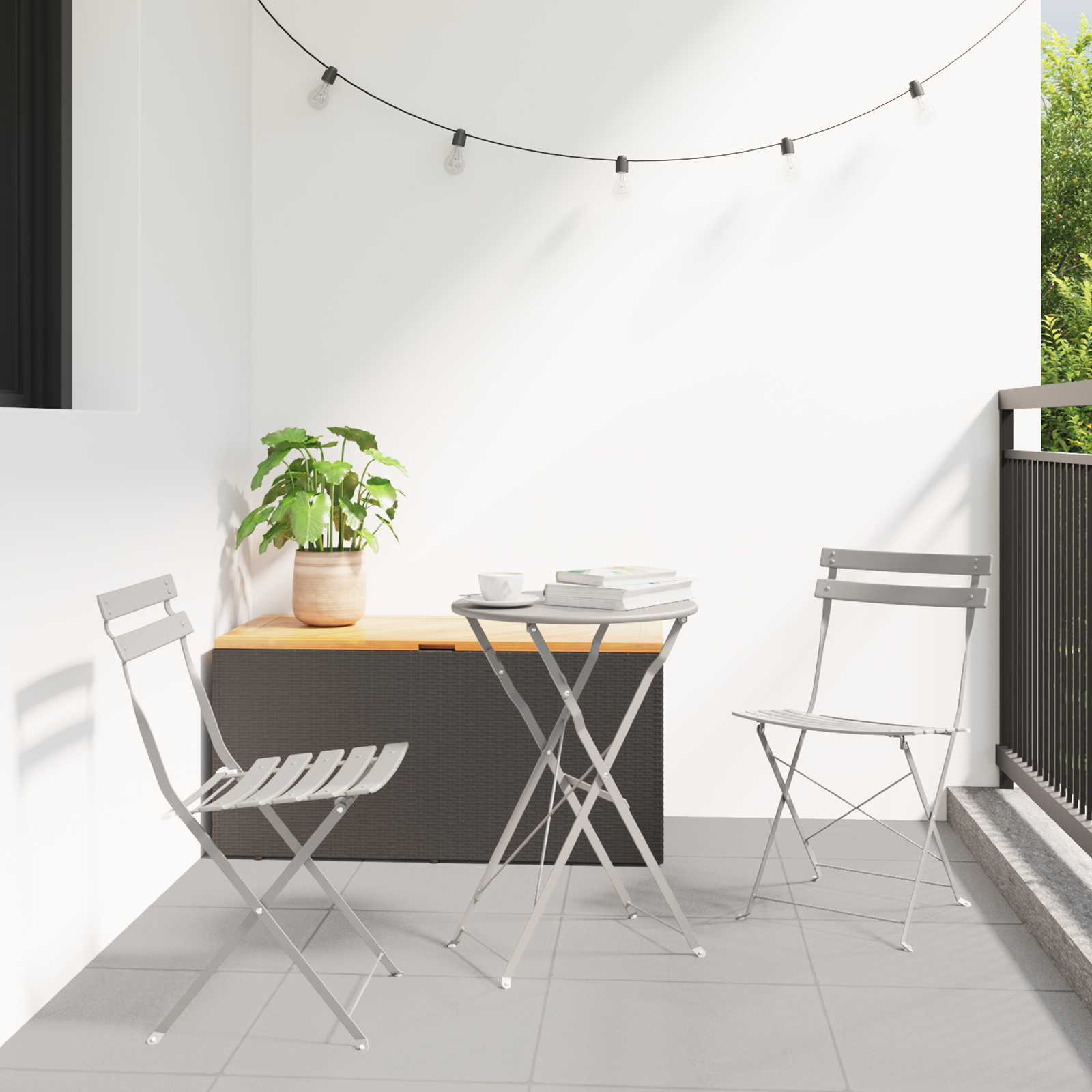 Sodo sulankstoma kėdė 2 pcs Smėlio 42 x 46 x 82cm Plienas