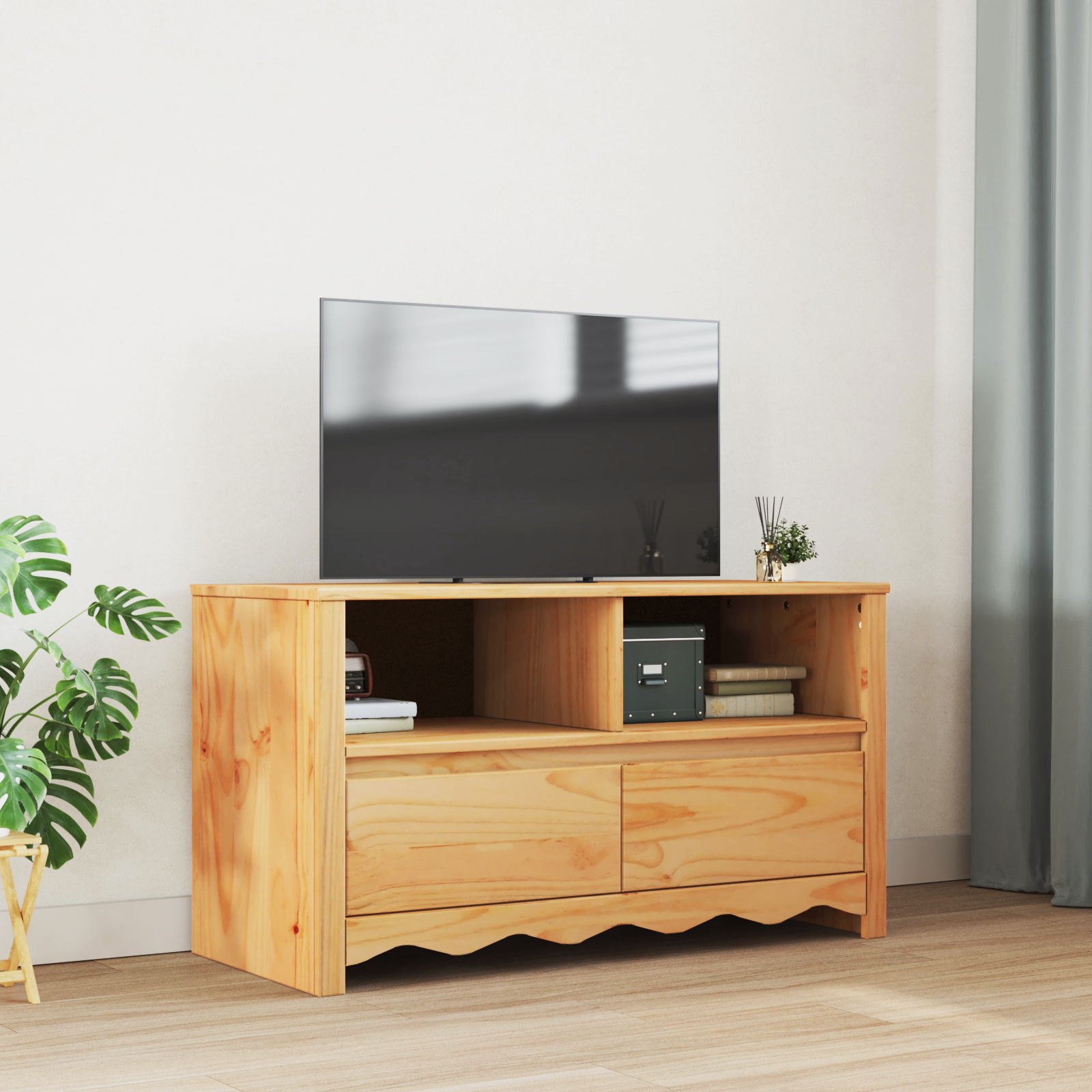 TV Spintelė "DRAMMEN" 99x43x55 cm iš Kietos Pušies Medienos