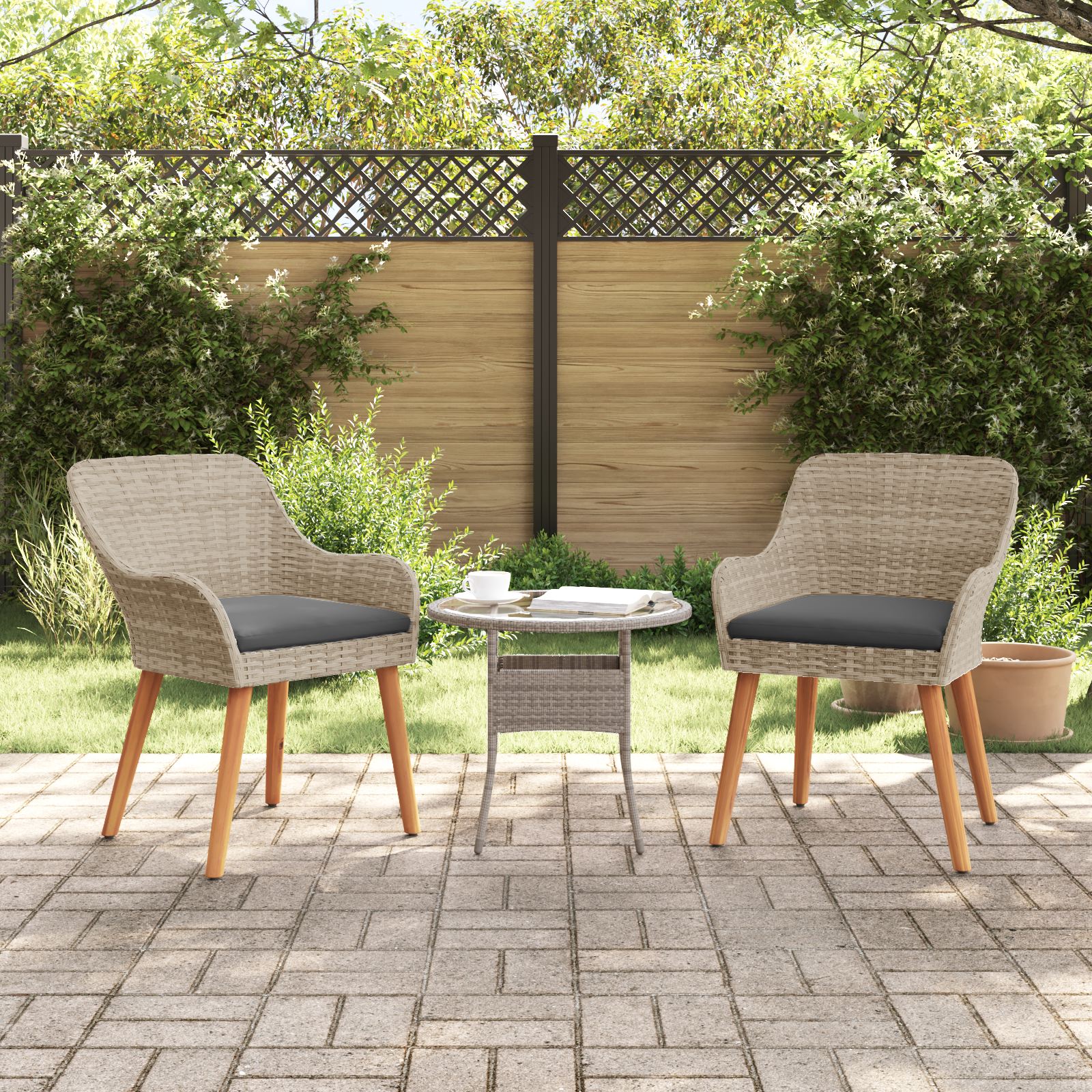 Sodo Kėdė 2 pcs Šviesiai pilka 55 x 62,5 x 82cm poliratanas