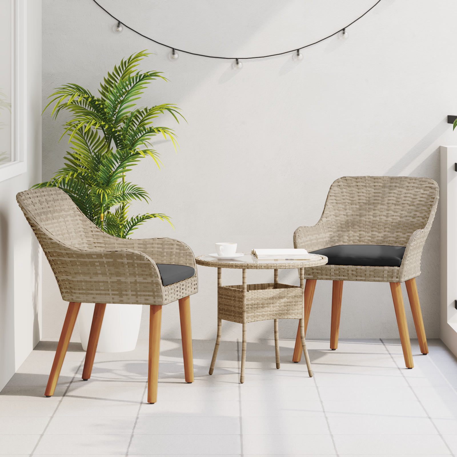 Sodo Kėdė 2 pcs Šviesiai pilka 55 x 62,5 x 82cm poliratanas