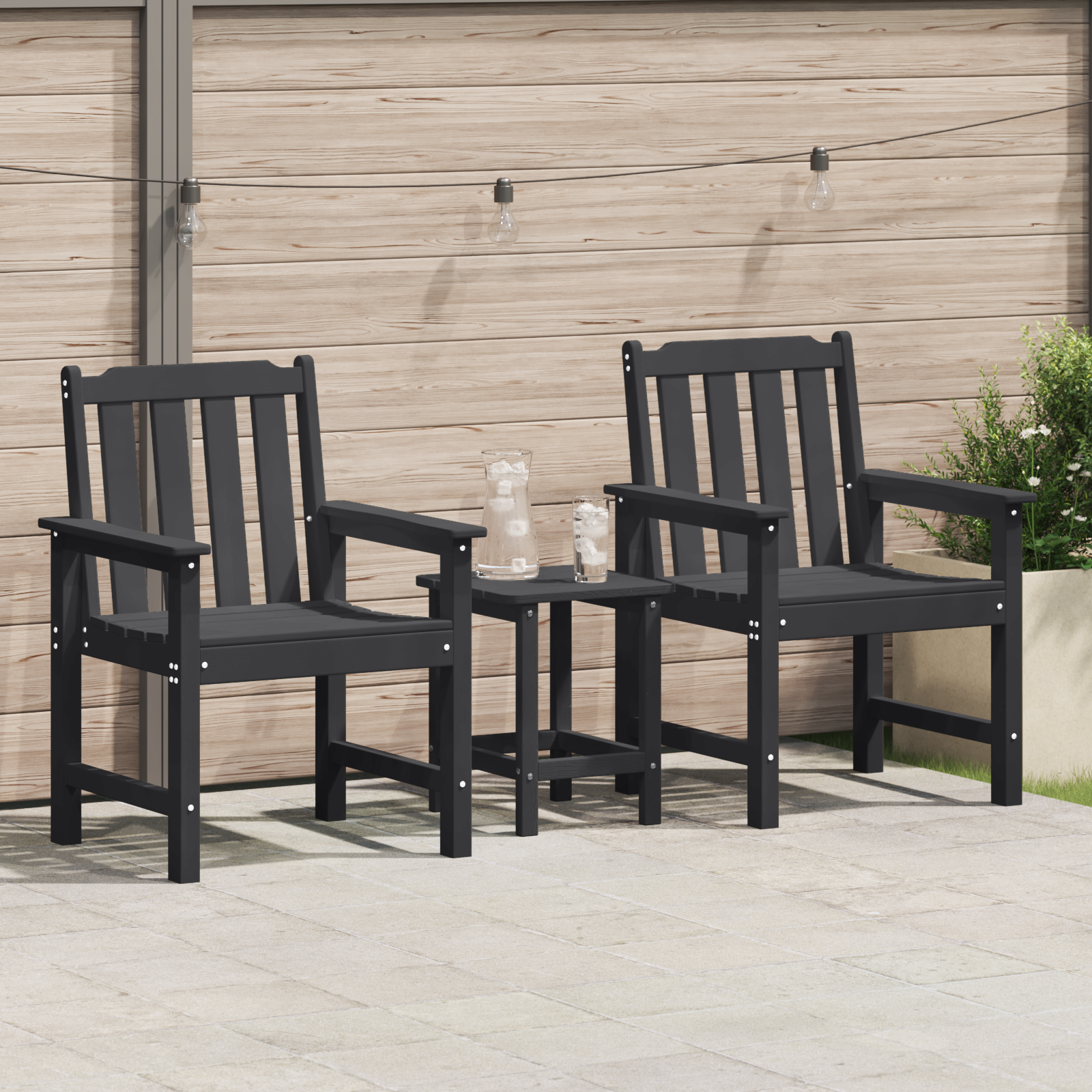Sodo valgomoji kėdė 2 pcs Juoda 65.5 x 59 x 88cm HDPE