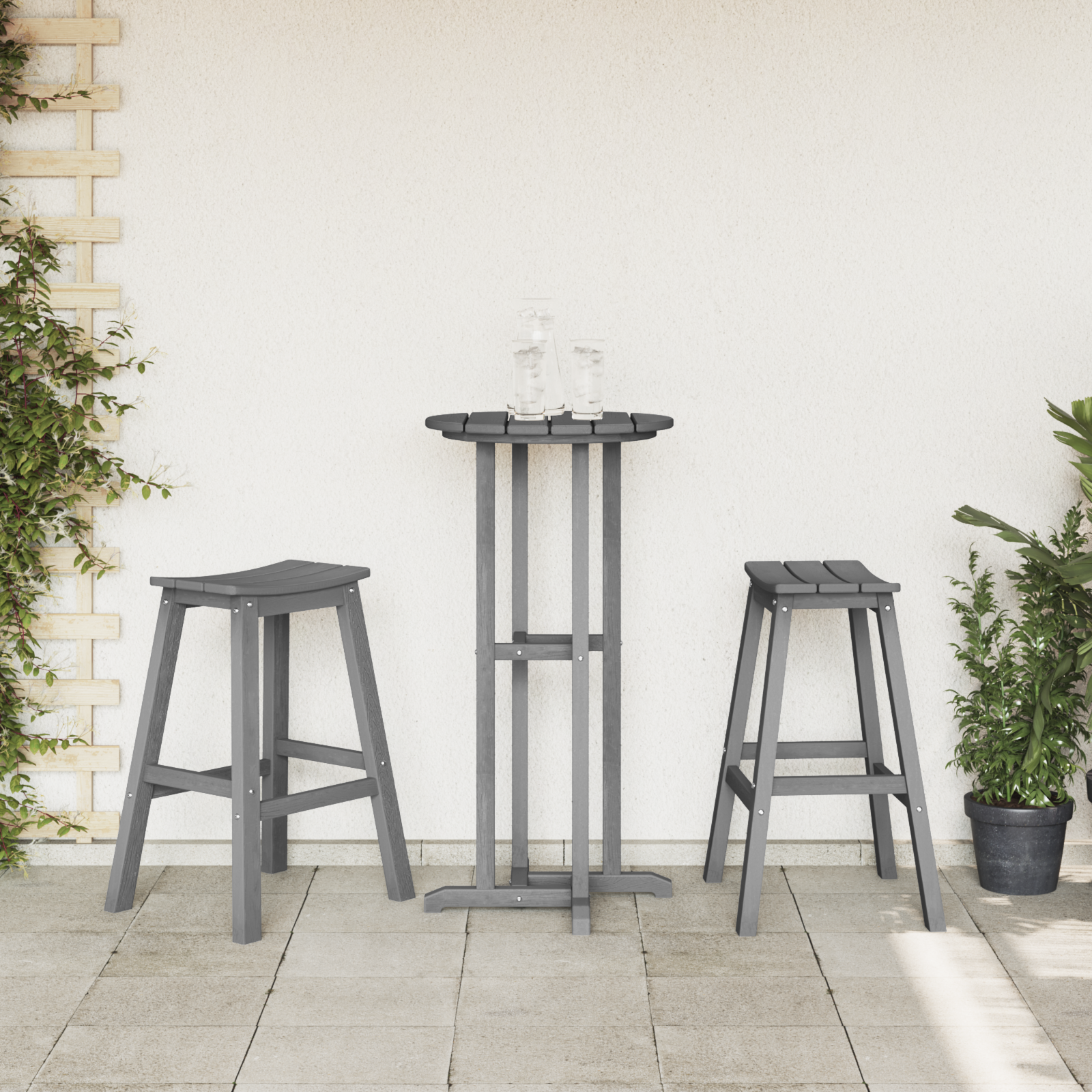 Baro taburetė 2 pcs Šviesiai pilka 52 x 43 x 73.5 cm HDPE
